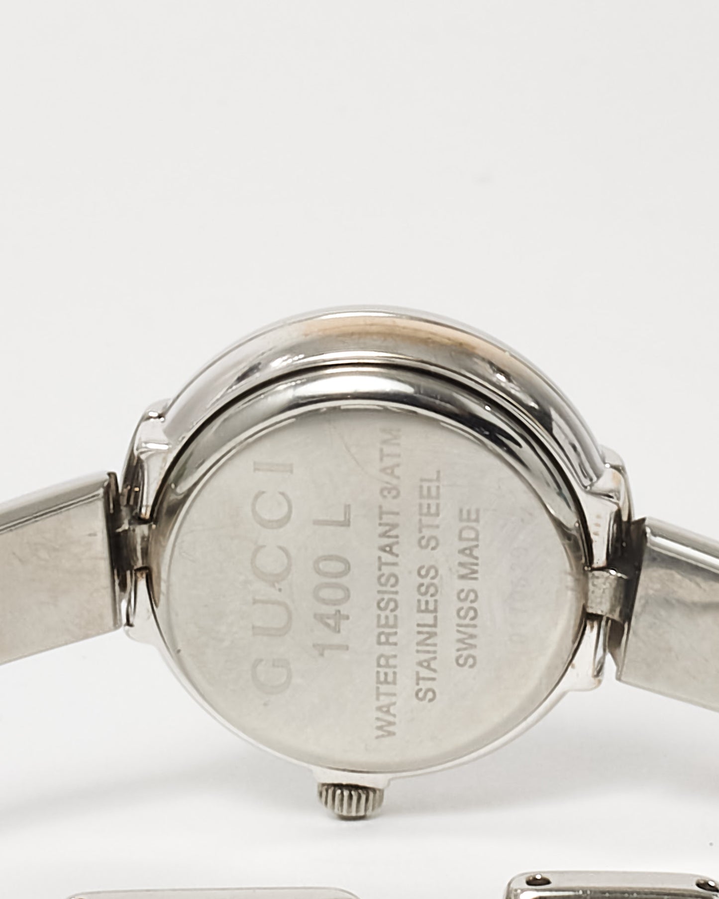 Gucci Vintage Silver Bangle & Black Dial Watch - S