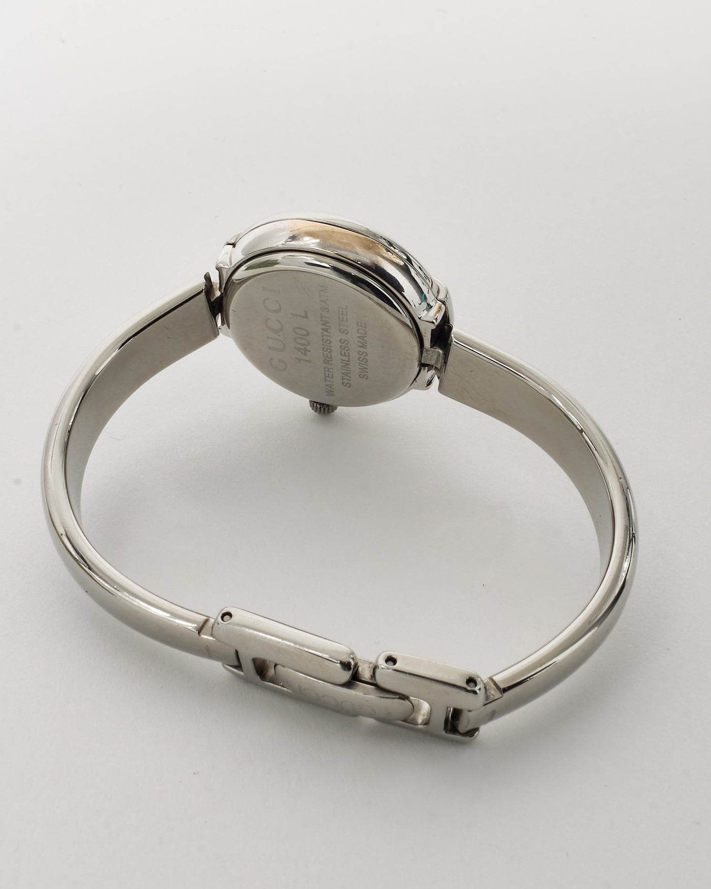 Gucci Vintage Silver Bangle & Black Dial Watch - S