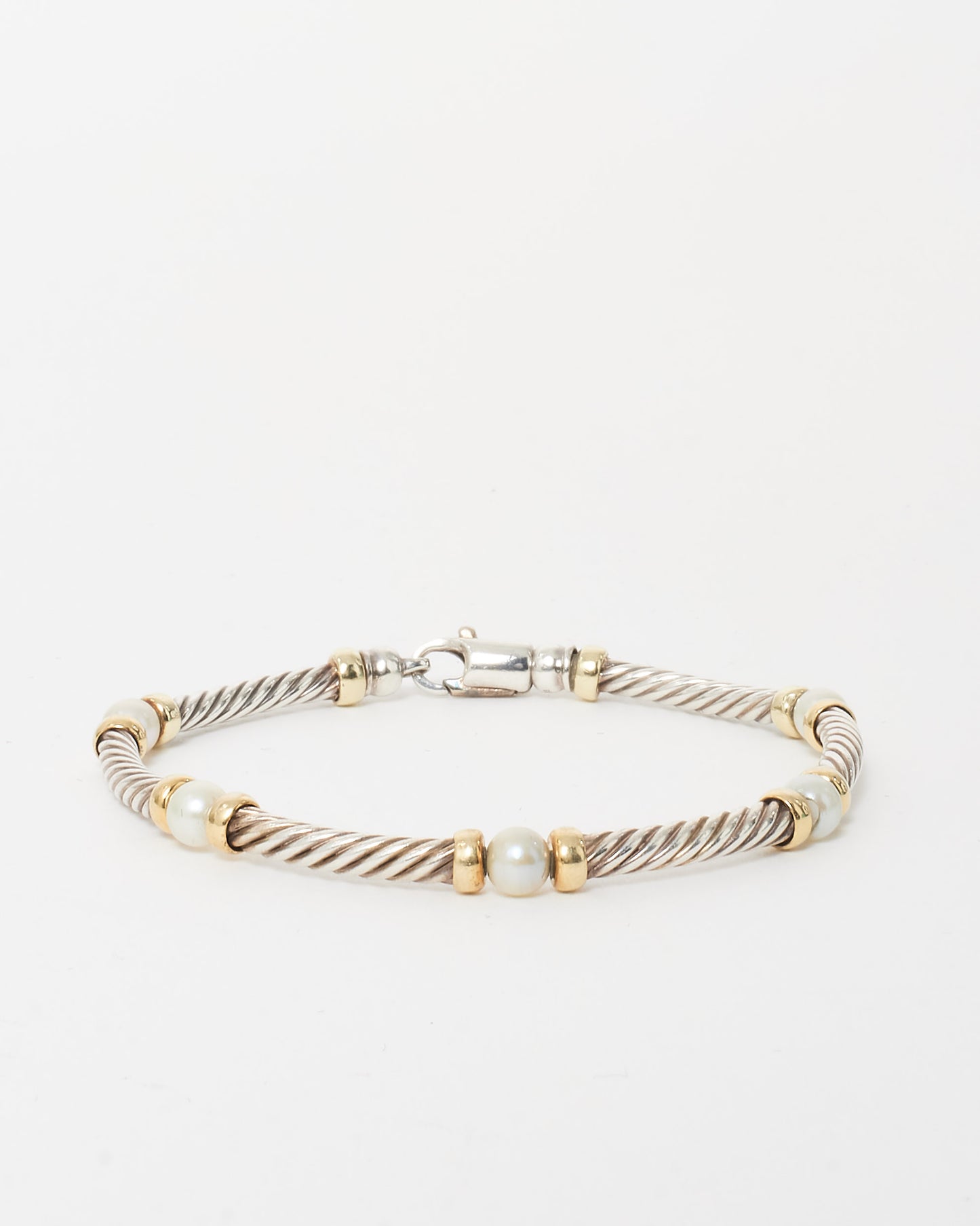Buy David Yurman Two Tone Pearl Station Cable Bracelet