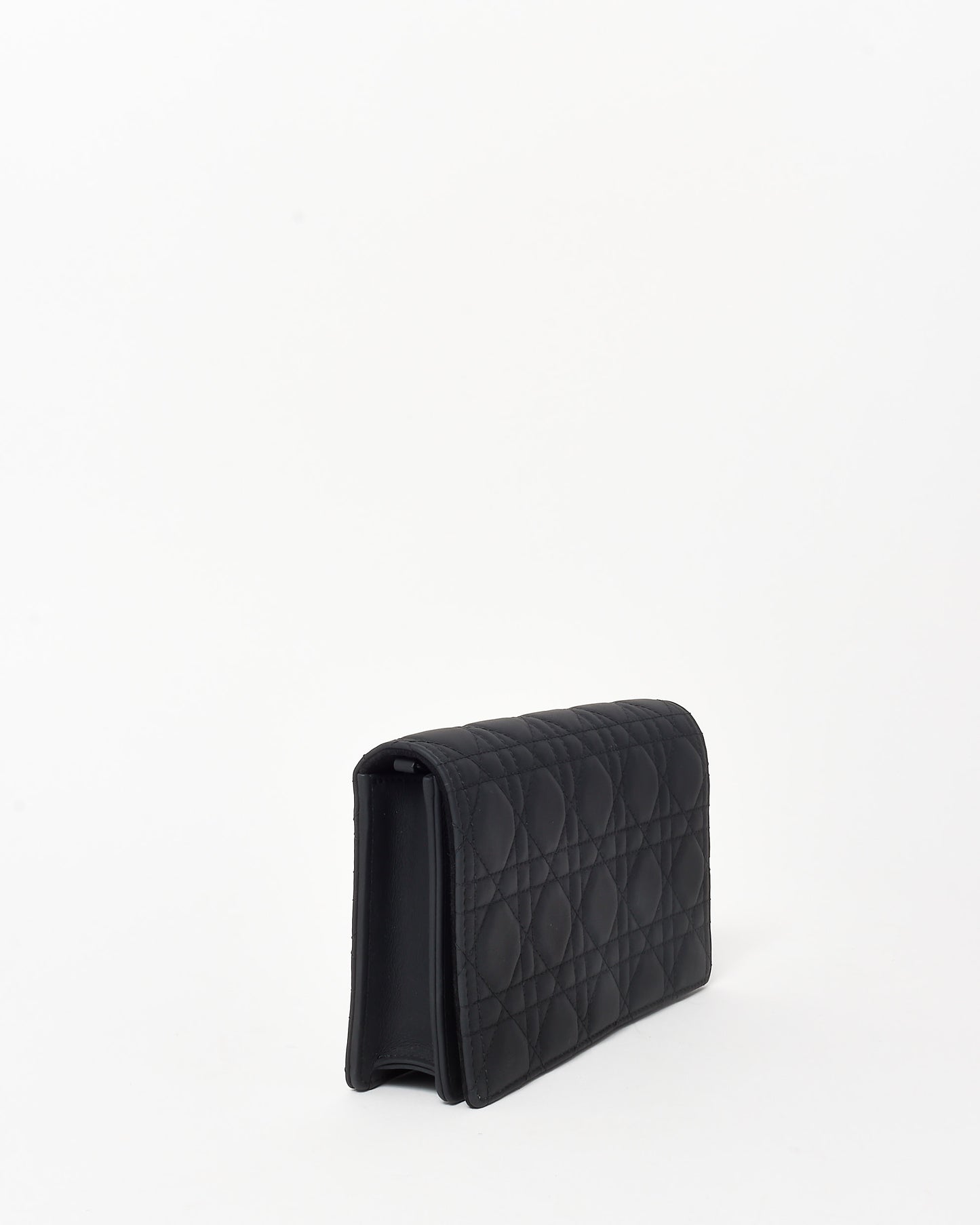 Dior So Black Ultra Matte Leather Cannage Wallet On Chain W/Out Charms