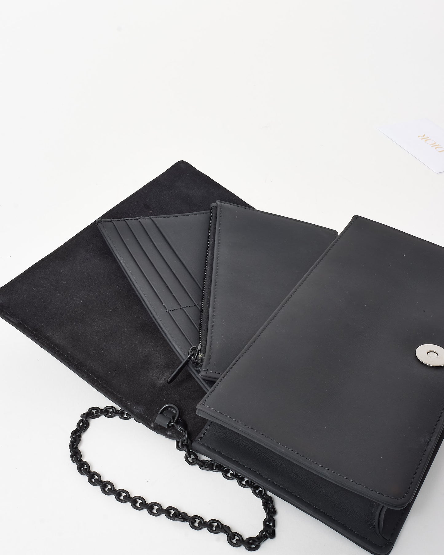 Dior So Black Ultra Matte Leather Cannage Wallet On Chain W/Out Charms