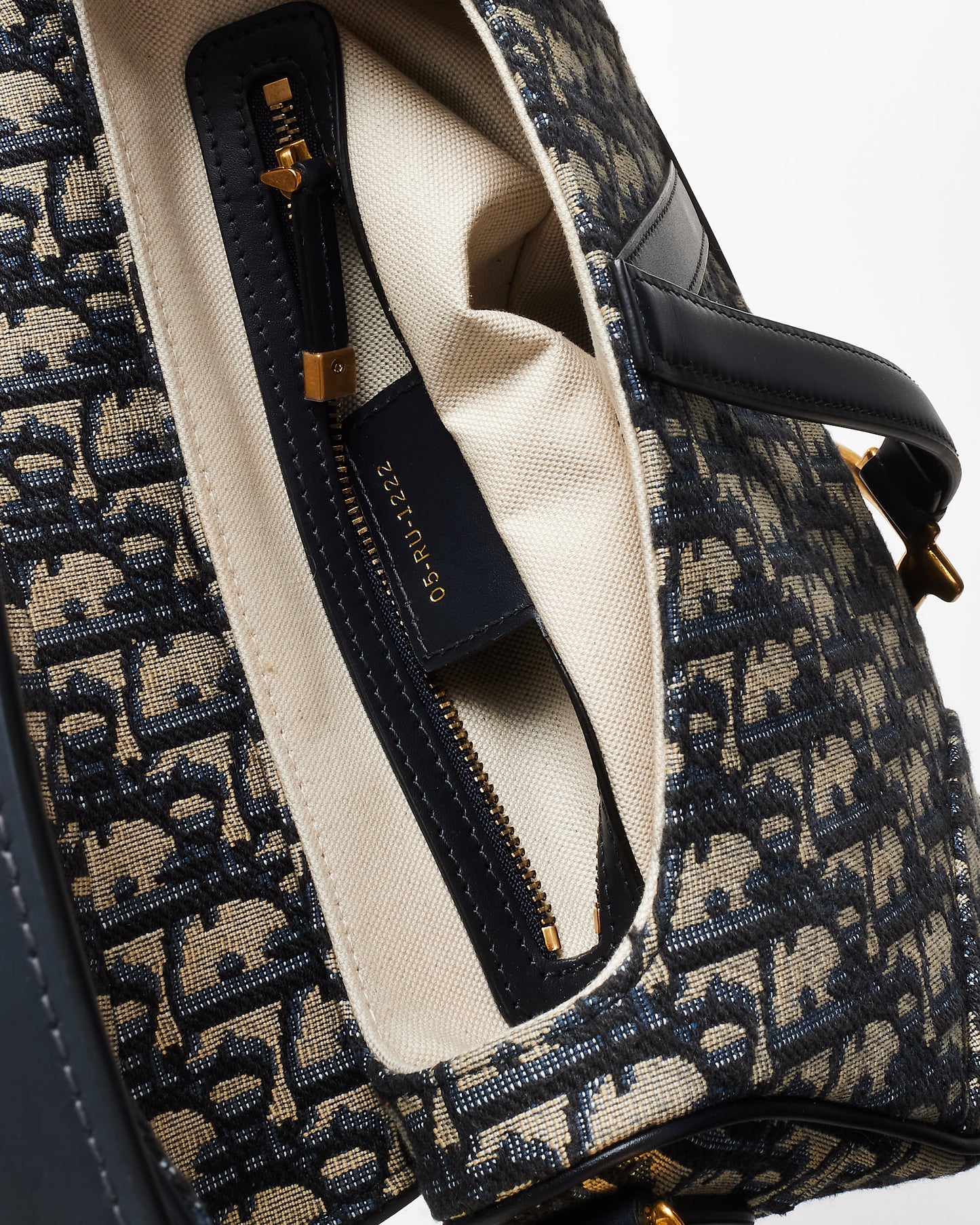 Dior Blue Oblique Canvas Saddle Bag W/ Leather Strap