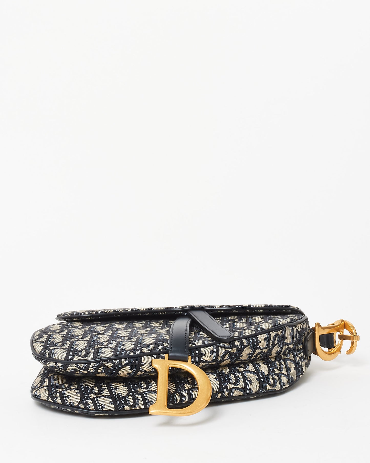 Dior Blue Oblique Canvas Saddle Bag W/ Leather Strap