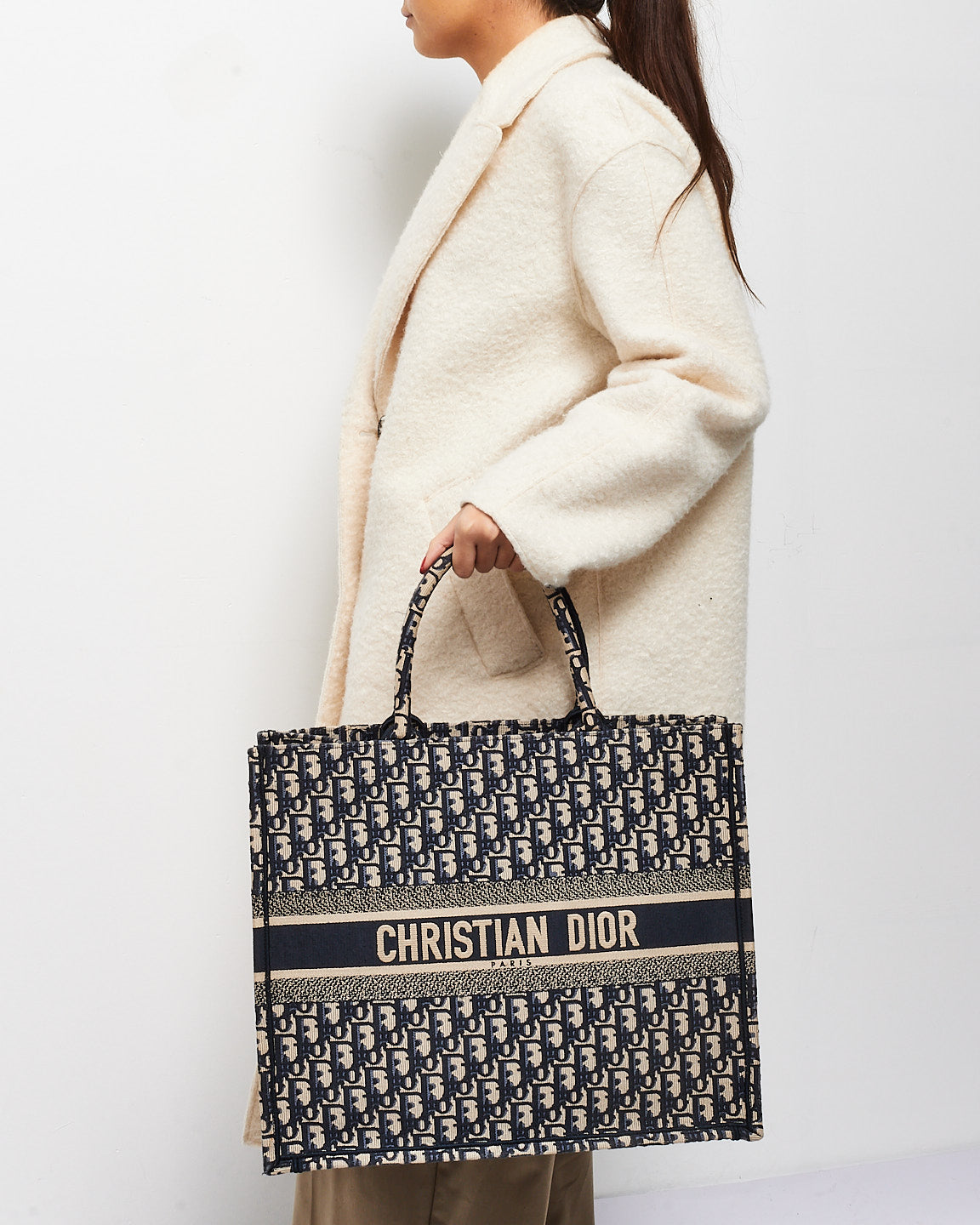 Dior Blue & Cream Oblique Canvas Medium Book Tote