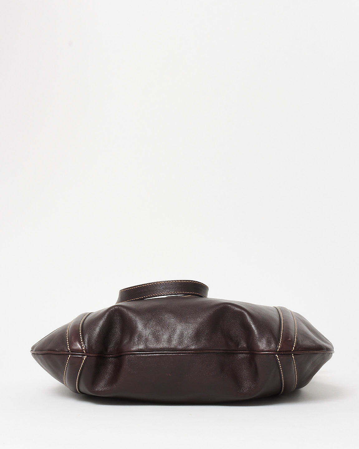 Gucci Vintage Brown Leather Silver GG Logo & Web Shoulder Bag W/ Strap