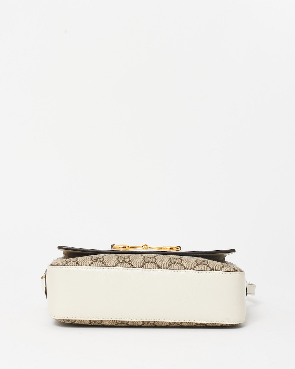 Gucci Monogram Coated Canvas & Cream Leather 1955 Horsebit Crossbody Camera Bag