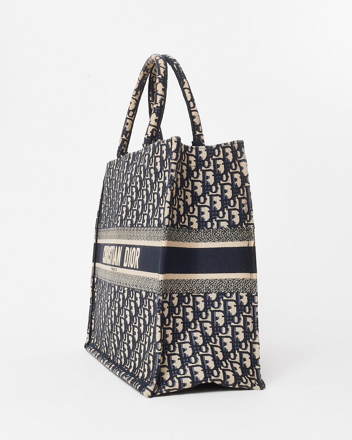 Dior Blue & Cream Oblique Canvas Medium Book Tote