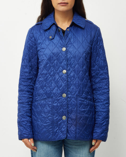 Burberry Blue Nylon Padded Quilted Lightweight Jacket - M