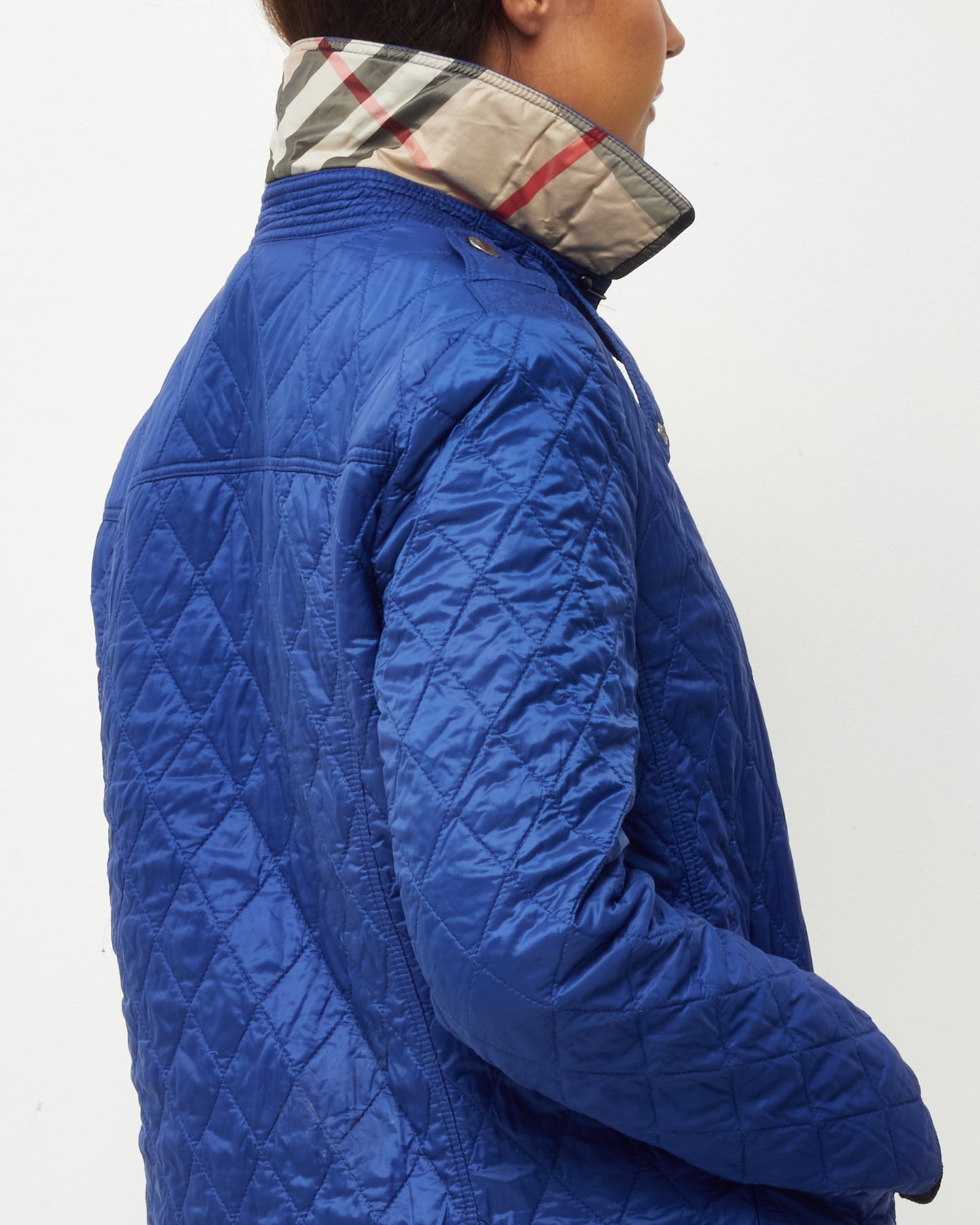 Burberry Blue Nylon Padded Quilted Lightweight Jacket - M