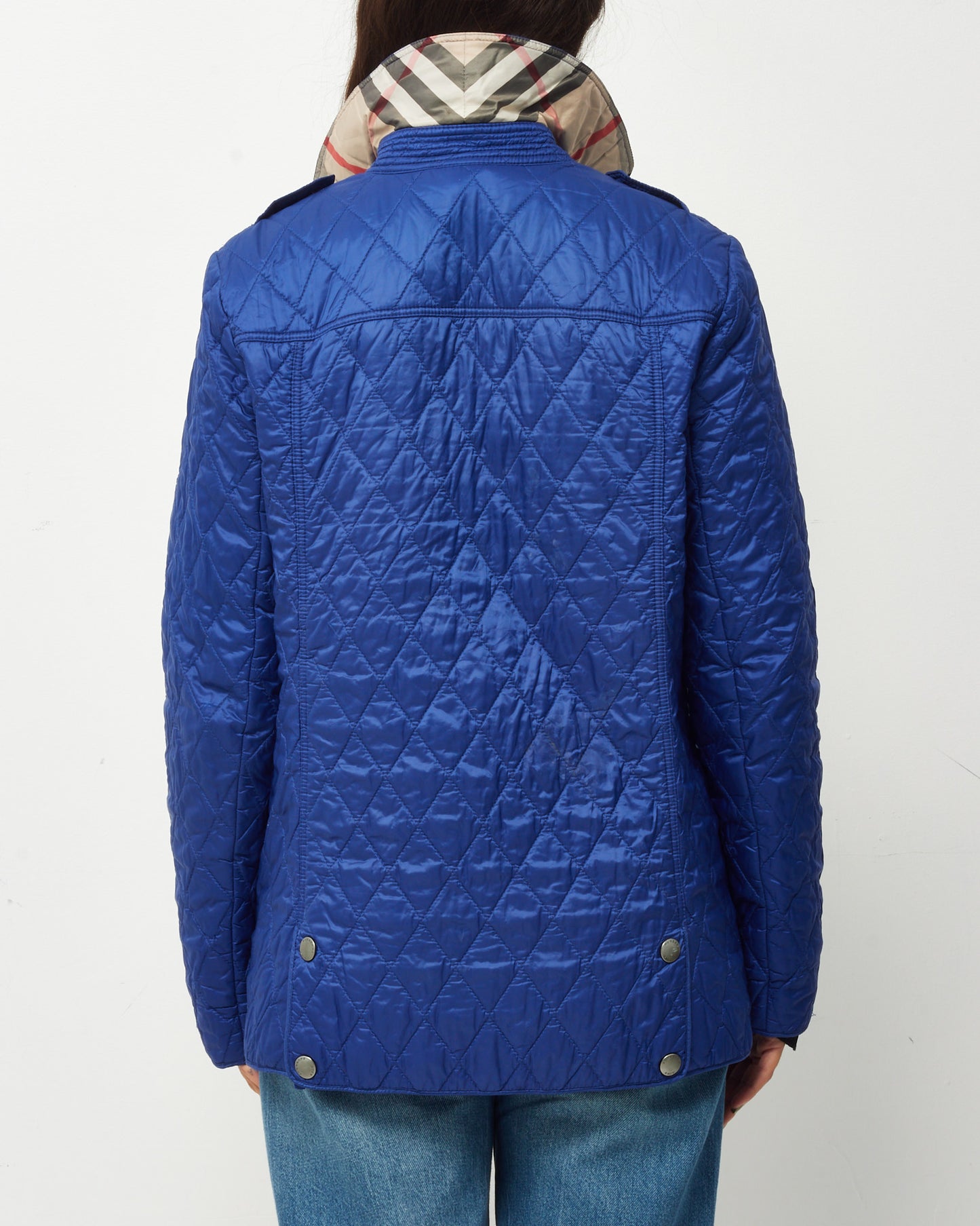 Burberry Blue Nylon Padded Quilted Lightweight Jacket - M