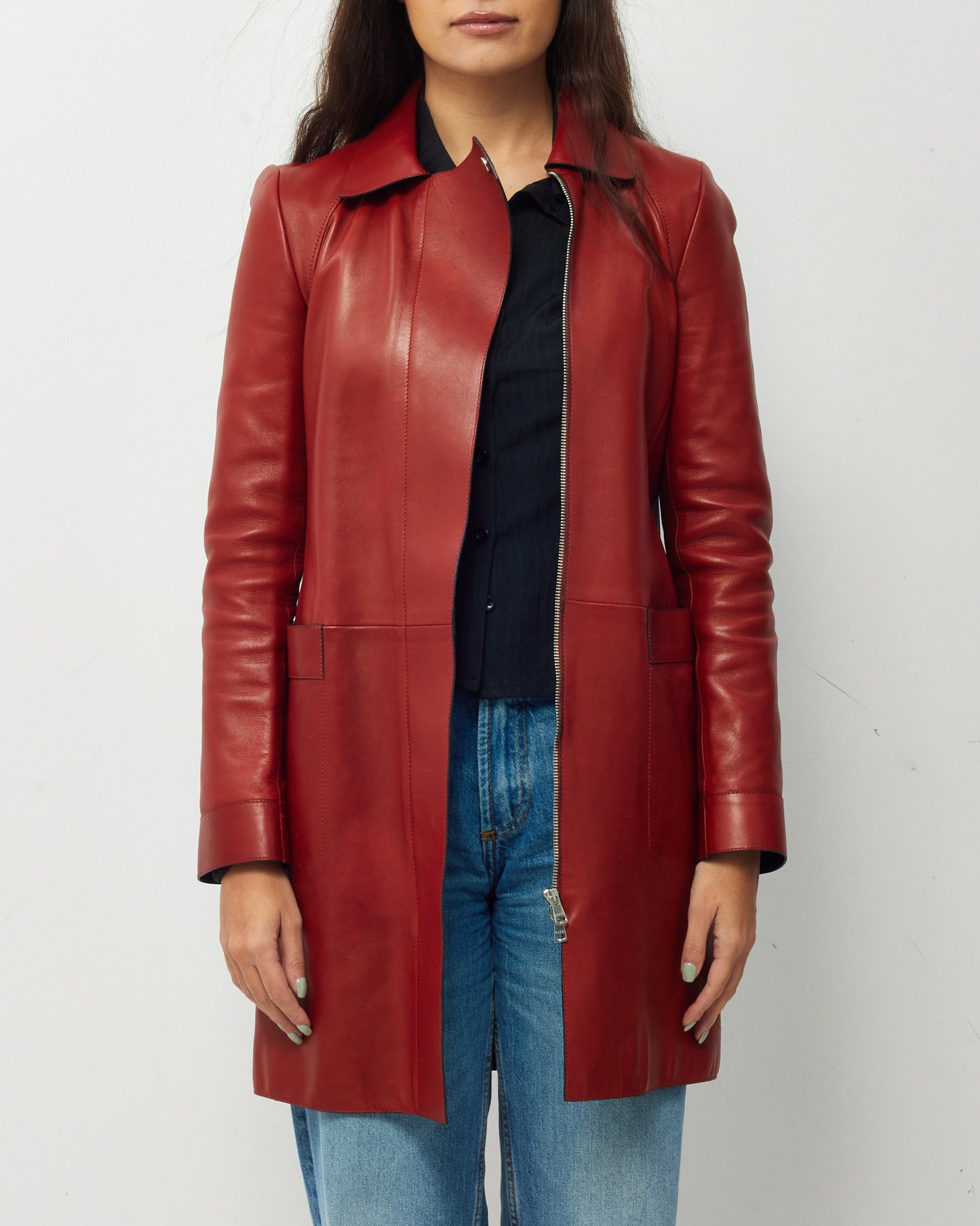Gucci Burnt Orange/Red Leather Coat - 38