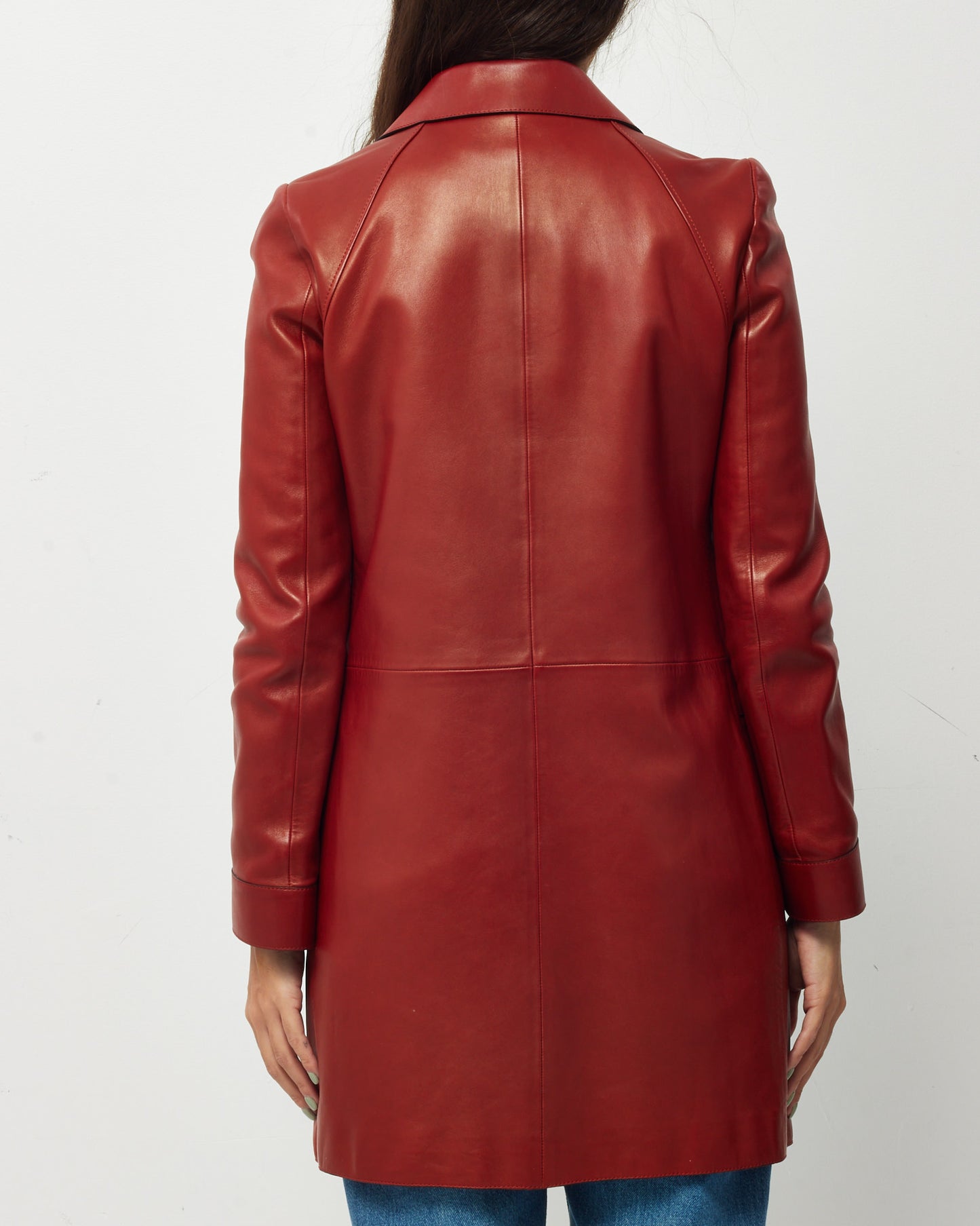 Gucci Burnt Orange/Red Leather Coat - 38