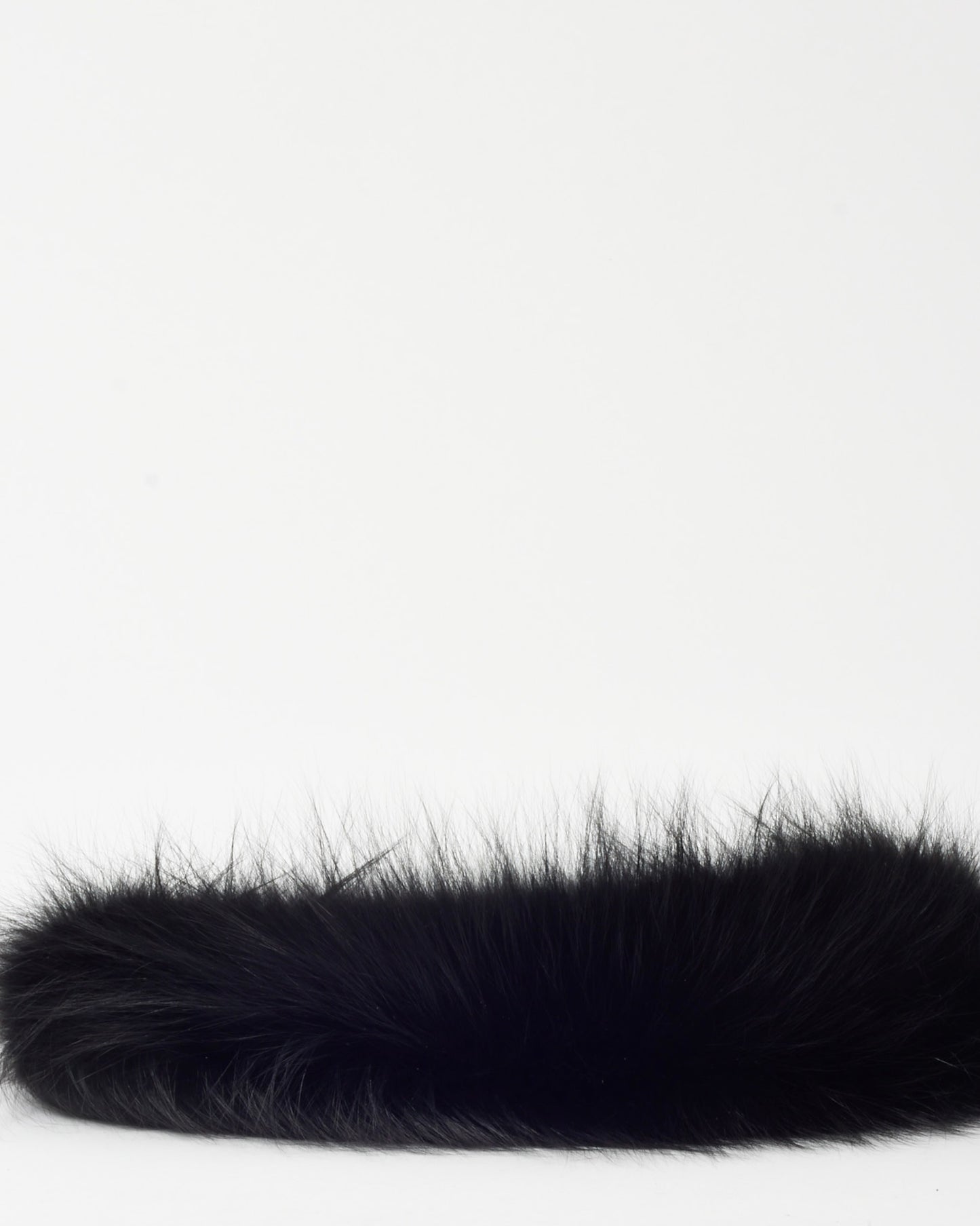 Fendi Black Leather and Fox Fur O'Lock Swing Shoulder Bag