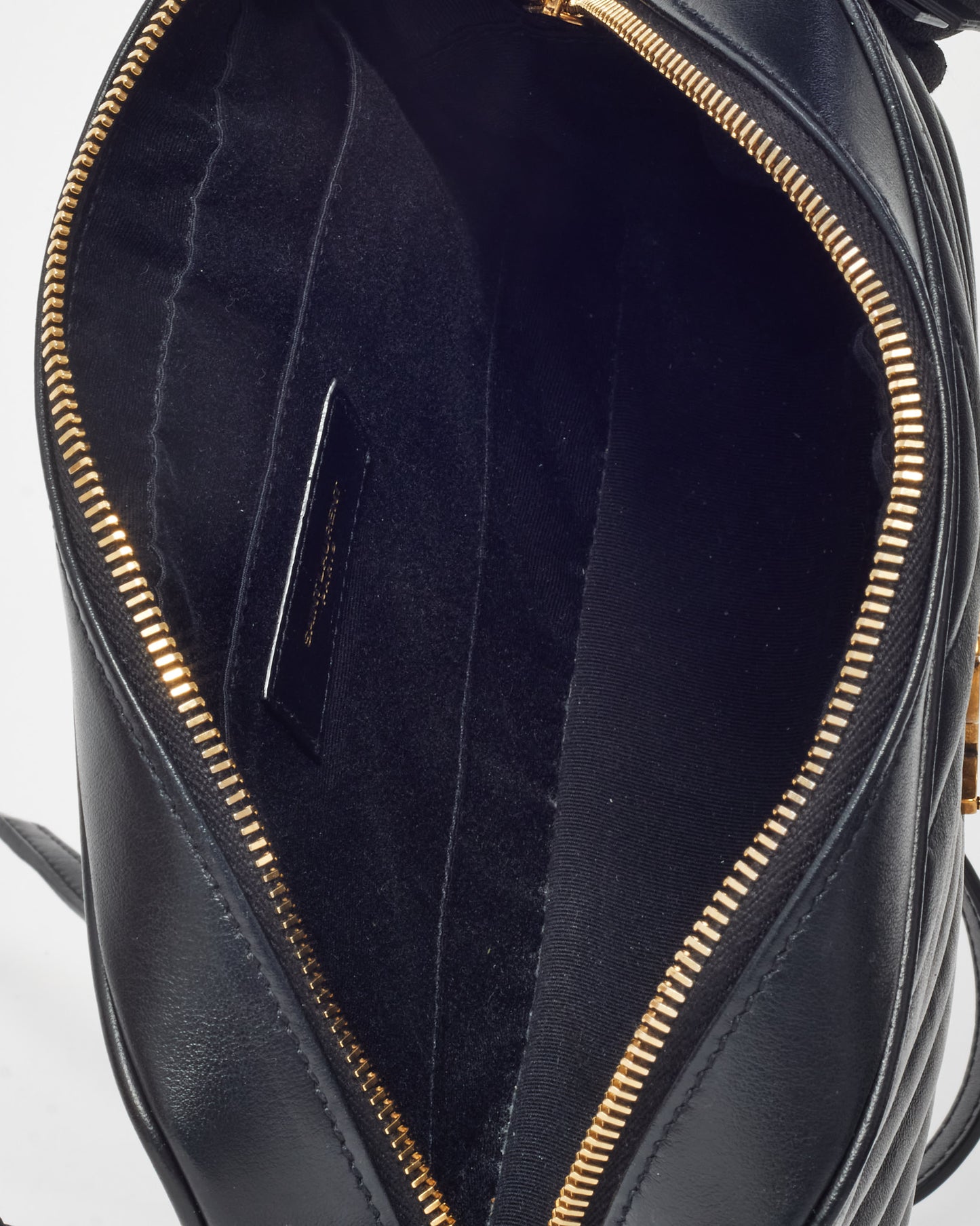 Saint Laurent Black Chevron Leather YSL Lou Camera Bag GHW