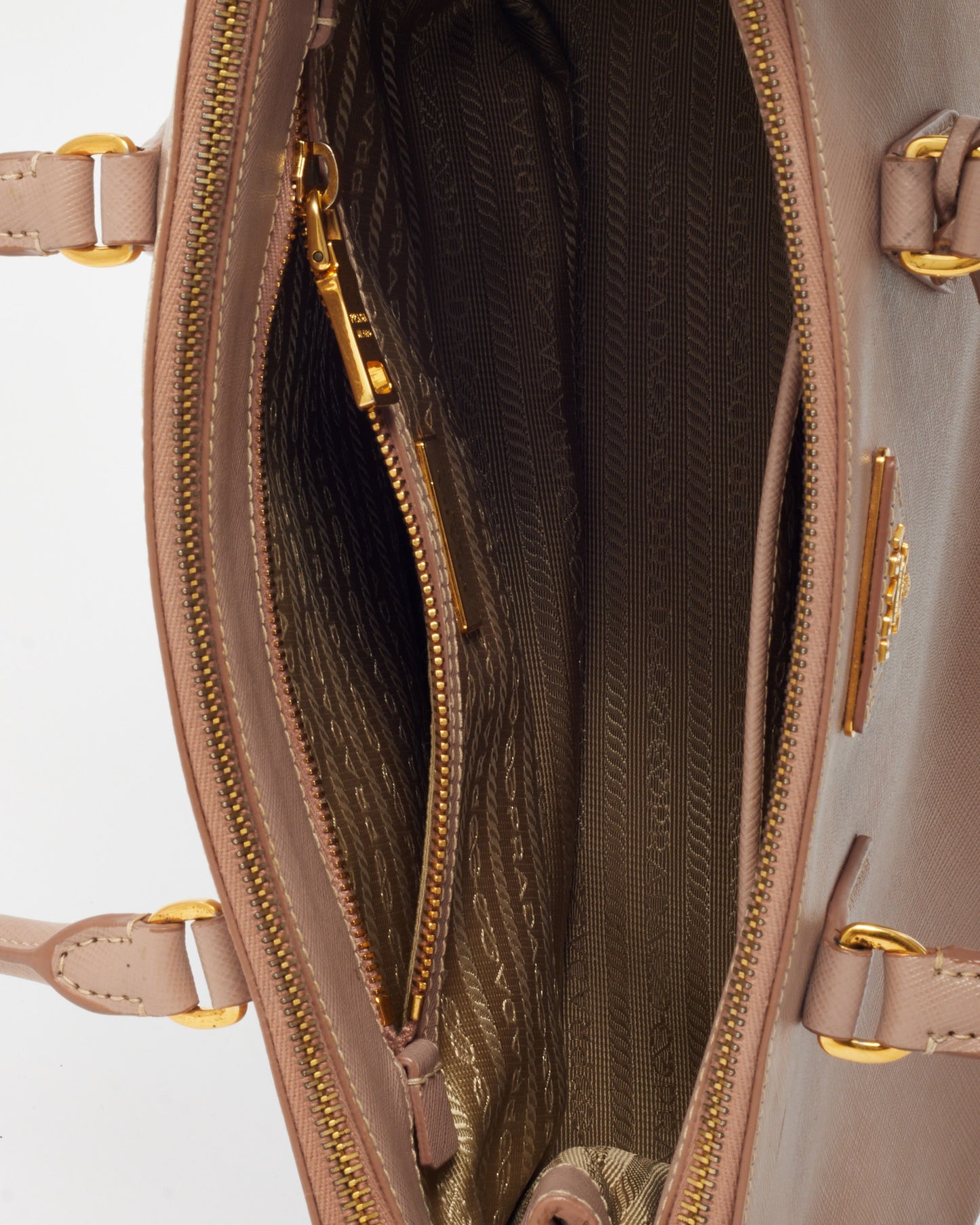 Prada Blush Pink Saffiano Leather Small Galleria Double Zip Tote with Strap