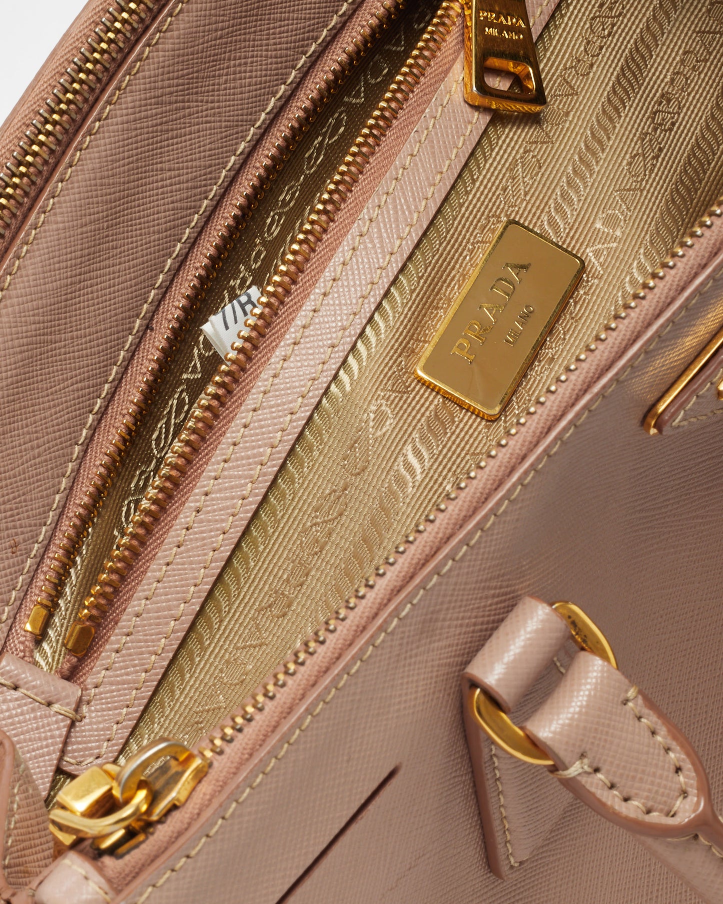 Prada Blush Pink Saffiano Leather Small Galleria Double Zip Tote with Strap