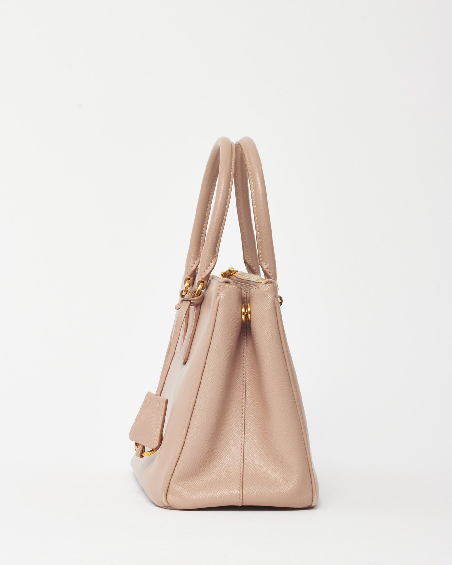 Prada Blush Pink Saffiano Leather Small Galleria Double Zip Tote with Strap