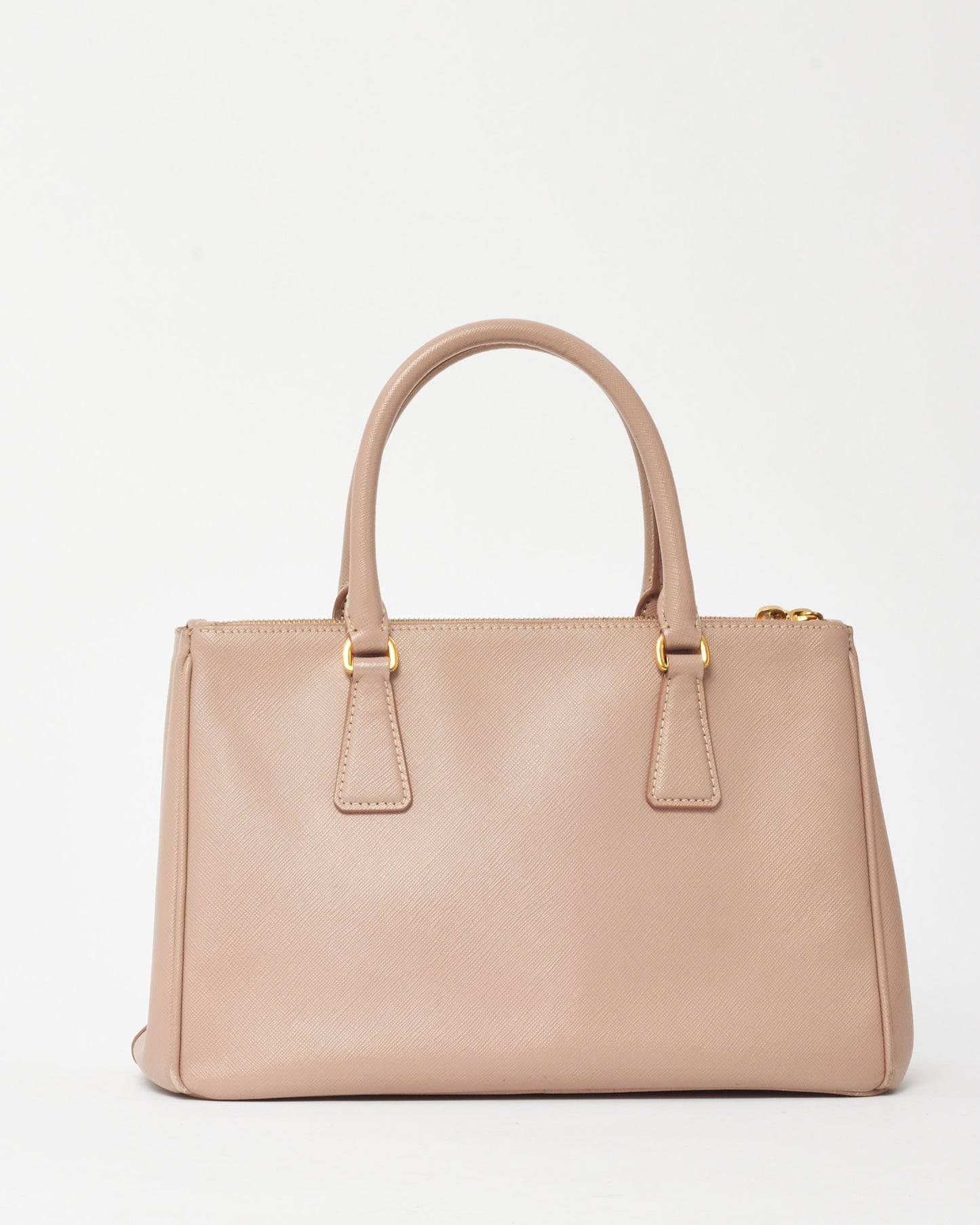 Prada Blush Pink Saffiano Leather Small Galleria Double Zip Tote with Strap