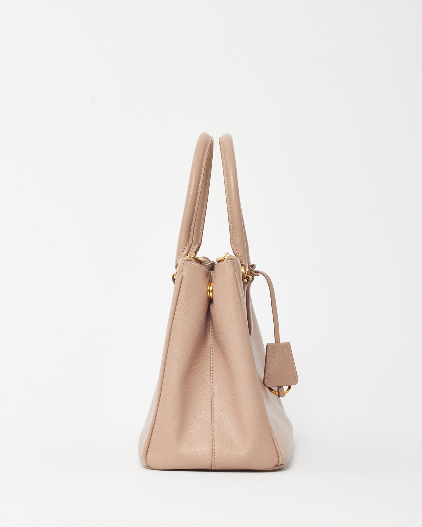 Prada Blush Pink Saffiano Leather Small Galleria Double Zip Tote with Strap