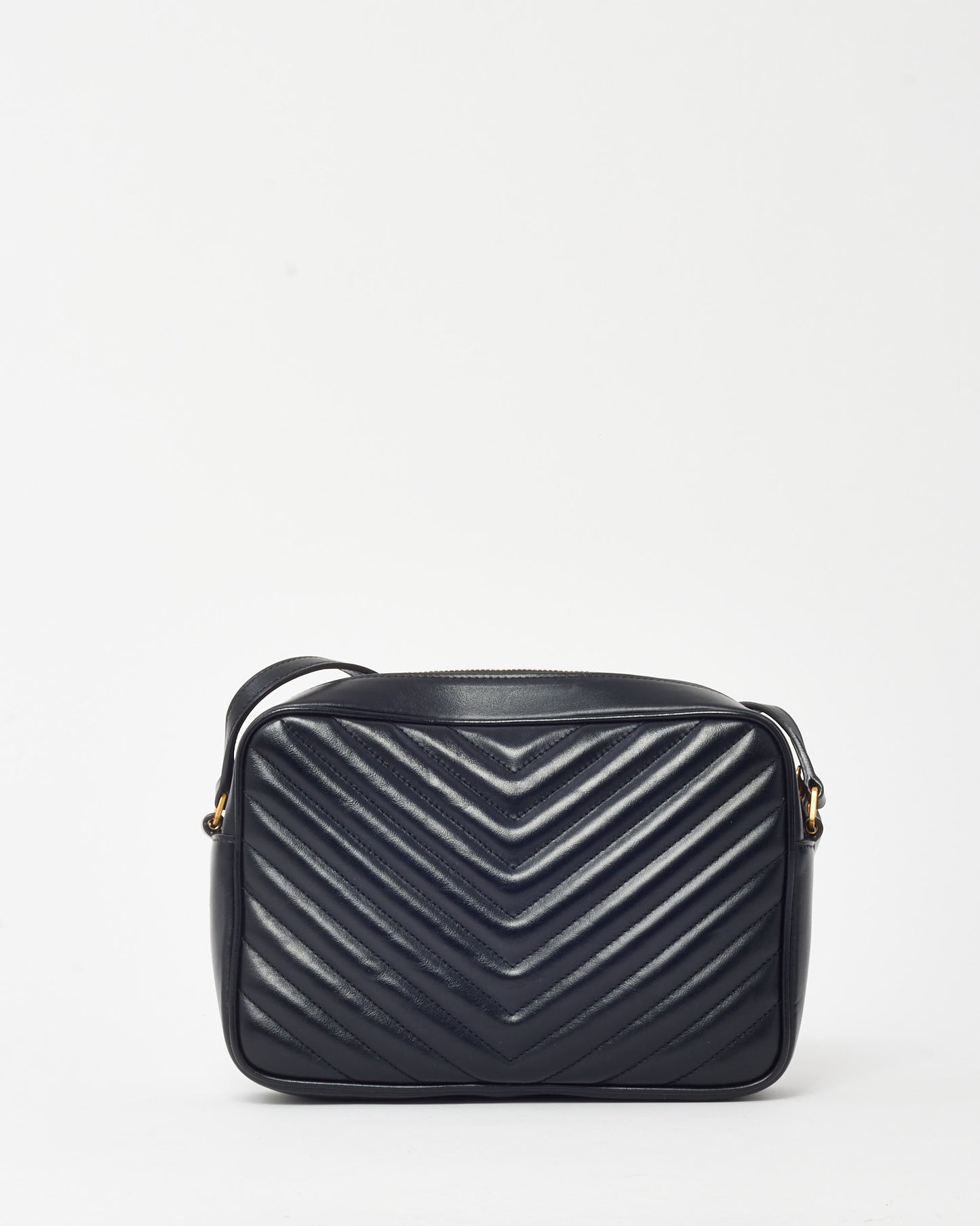 Saint Laurent Black Chevron Leather YSL Lou Camera Bag GHW