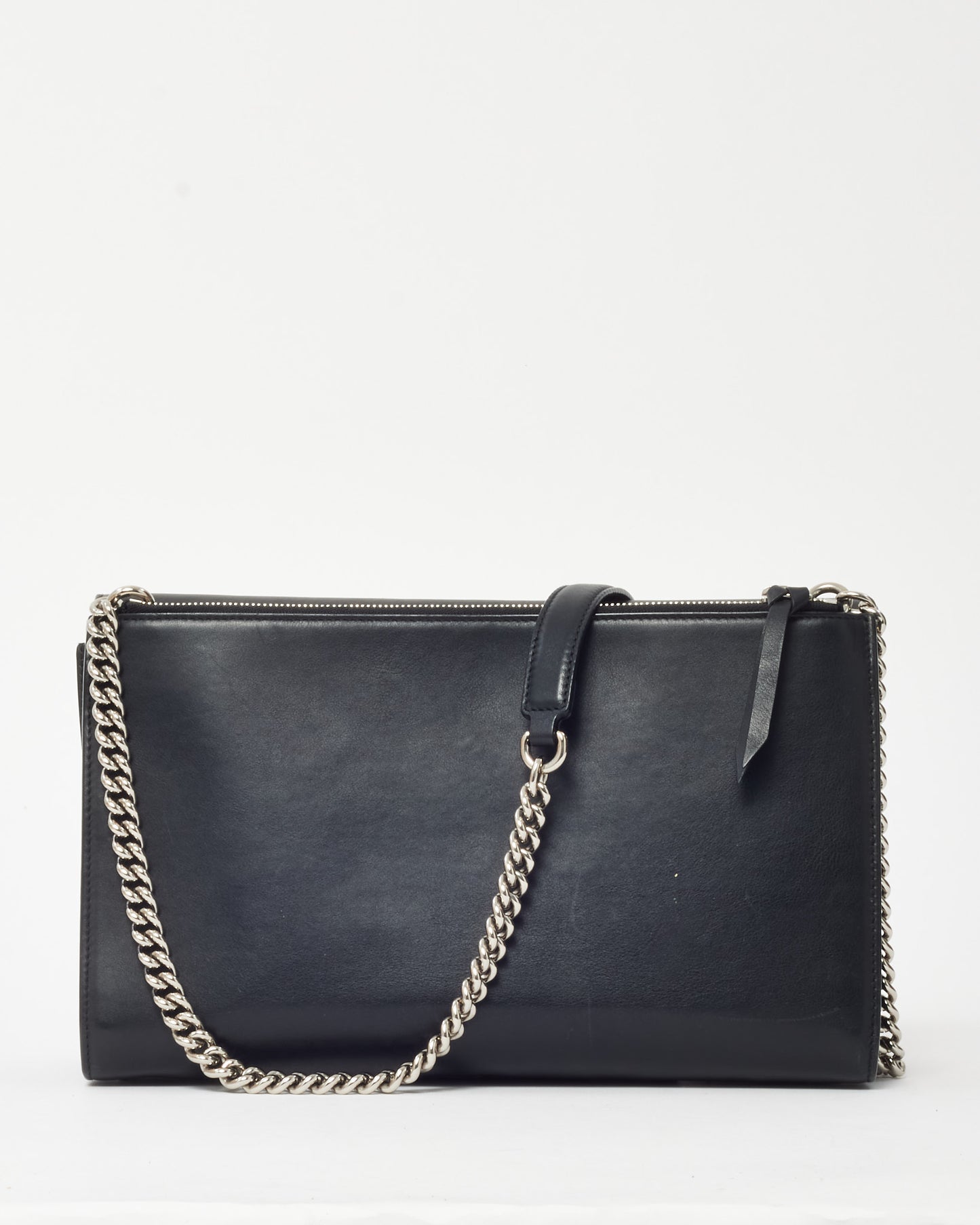 Gucci Black Smooth Leather Interlocking G Dollar Flap Medium Chain Shoulder Bag