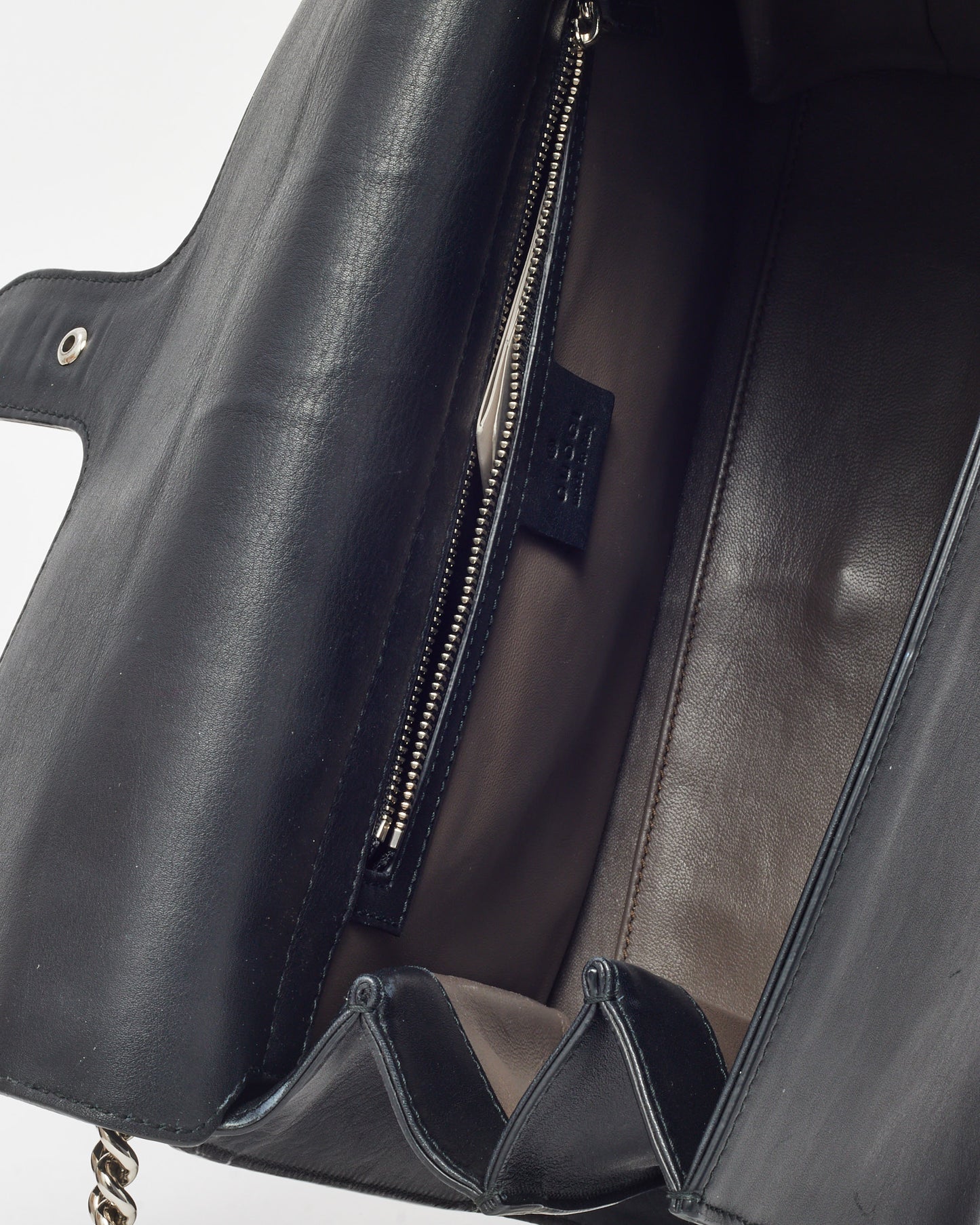 Gucci Black Smooth Leather Interlocking G Dollar Flap Medium Chain Shoulder Bag