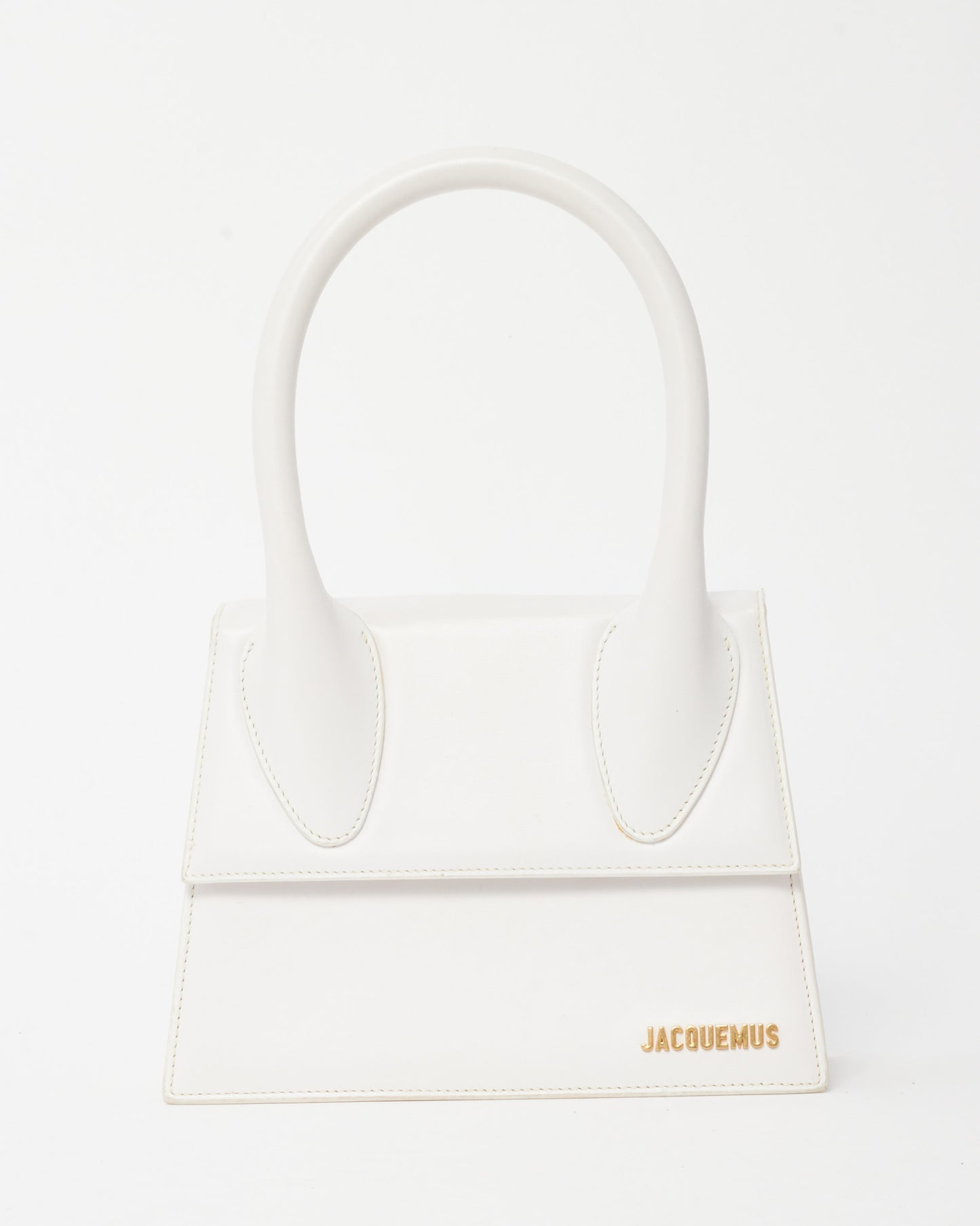 Jacquemus White Leather "Le Grand Chiquito" Bag w/ Strap
