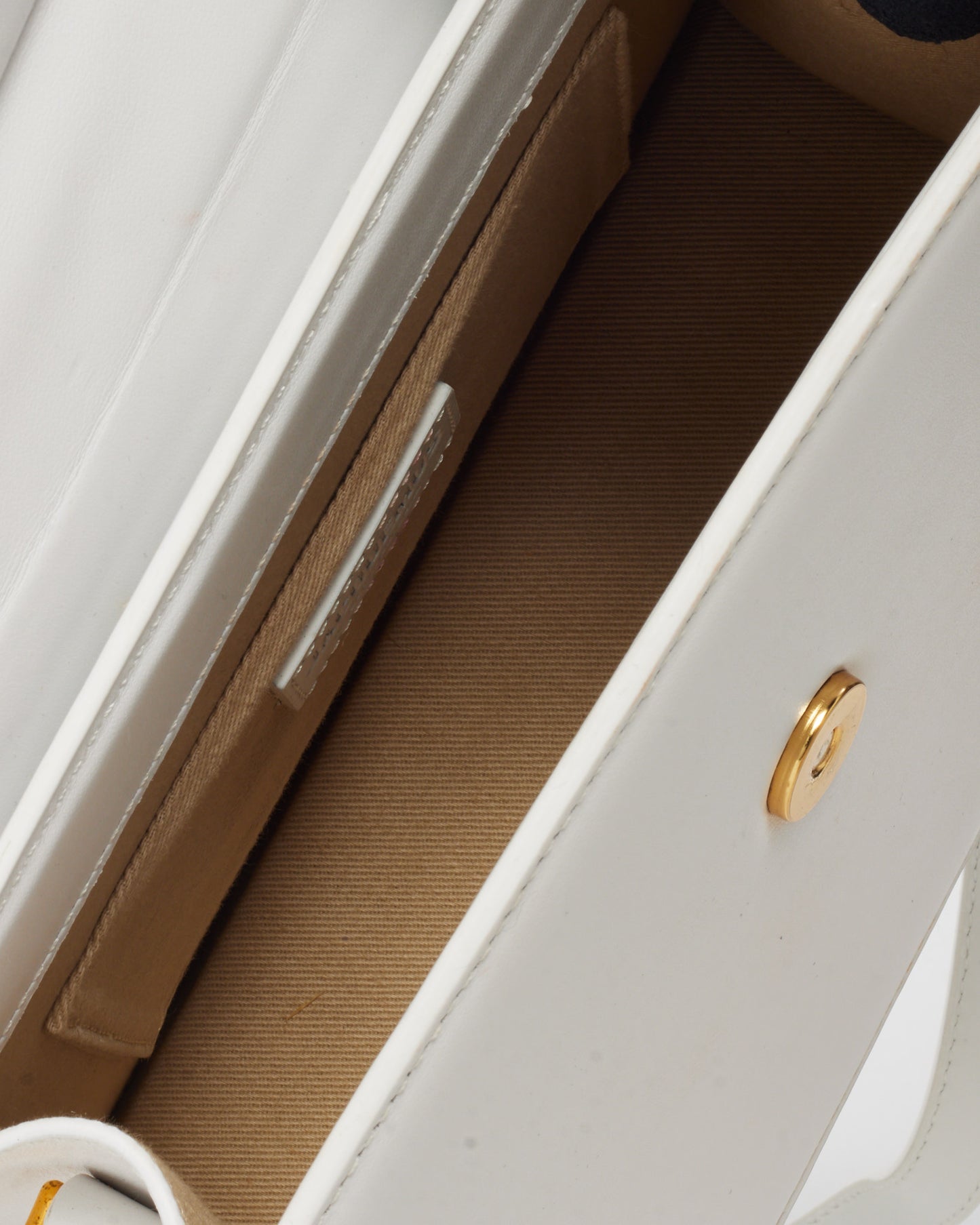 Jacquemus White Leather "Le Grand Chiquito" Bag w/ Strap