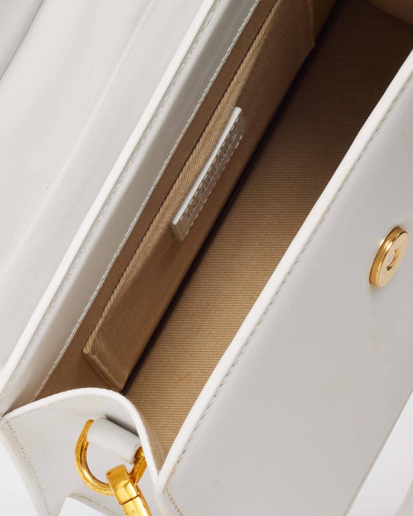 Jacquemus White Leather "Le Grand Chiquito" Bag w/ Strap