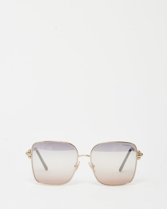 Tiffany & Co. Silver and Blue Azure Gradient Lens TF3094 Oversize Square Sunglasses