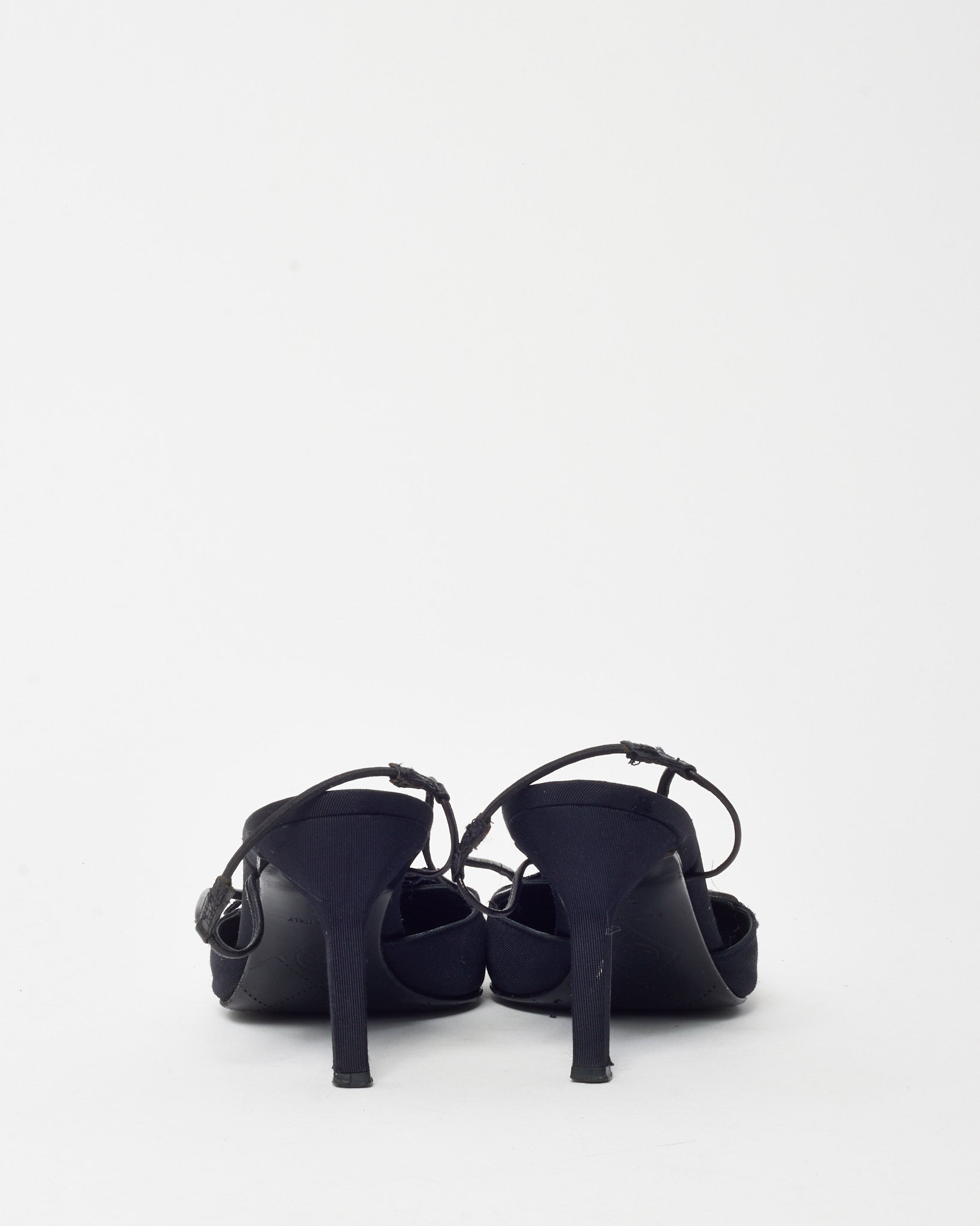 Buy Chanel Vintage Black Grosgrain Pearl Camellia Flower Slingback