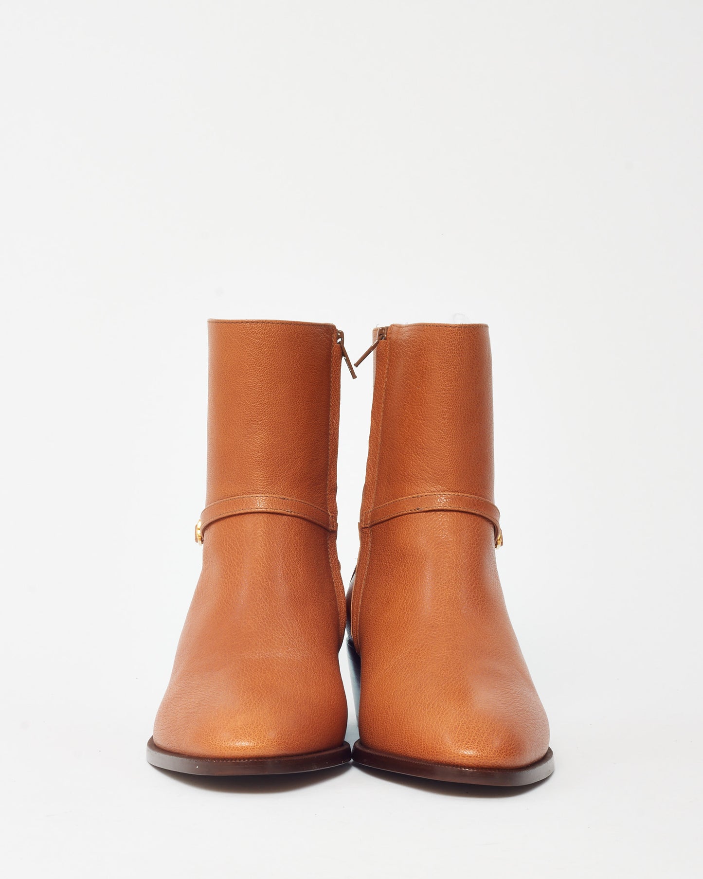 Valentino Men's Tan Leather Zip Up Pat Ankle Chelsea Boots - 43 MEN