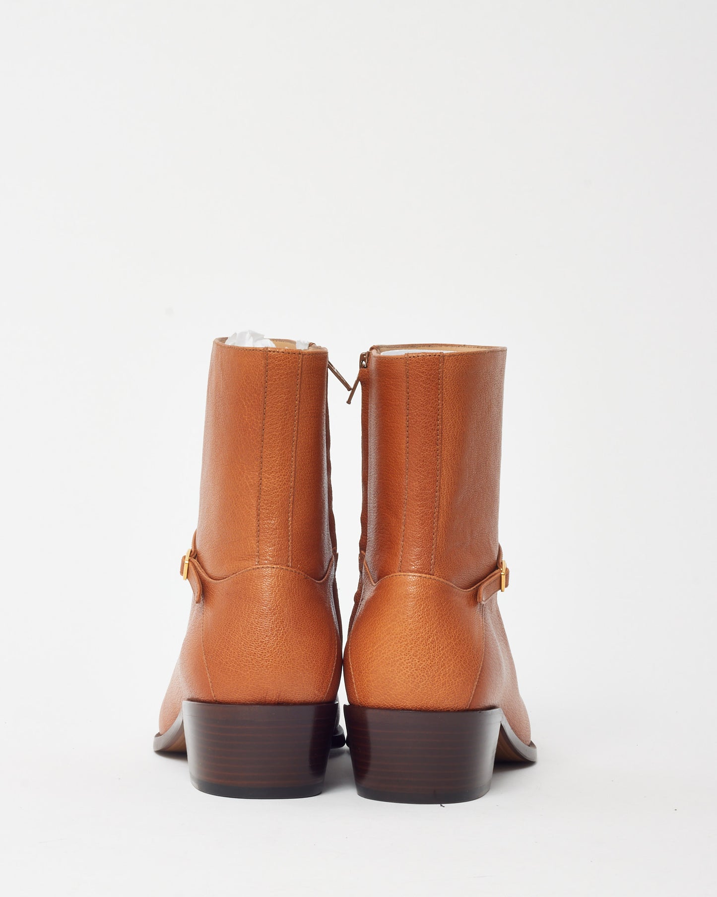 Valentino Men's Tan Leather Zip Up Pat Ankle Chelsea Boots - 43 MEN