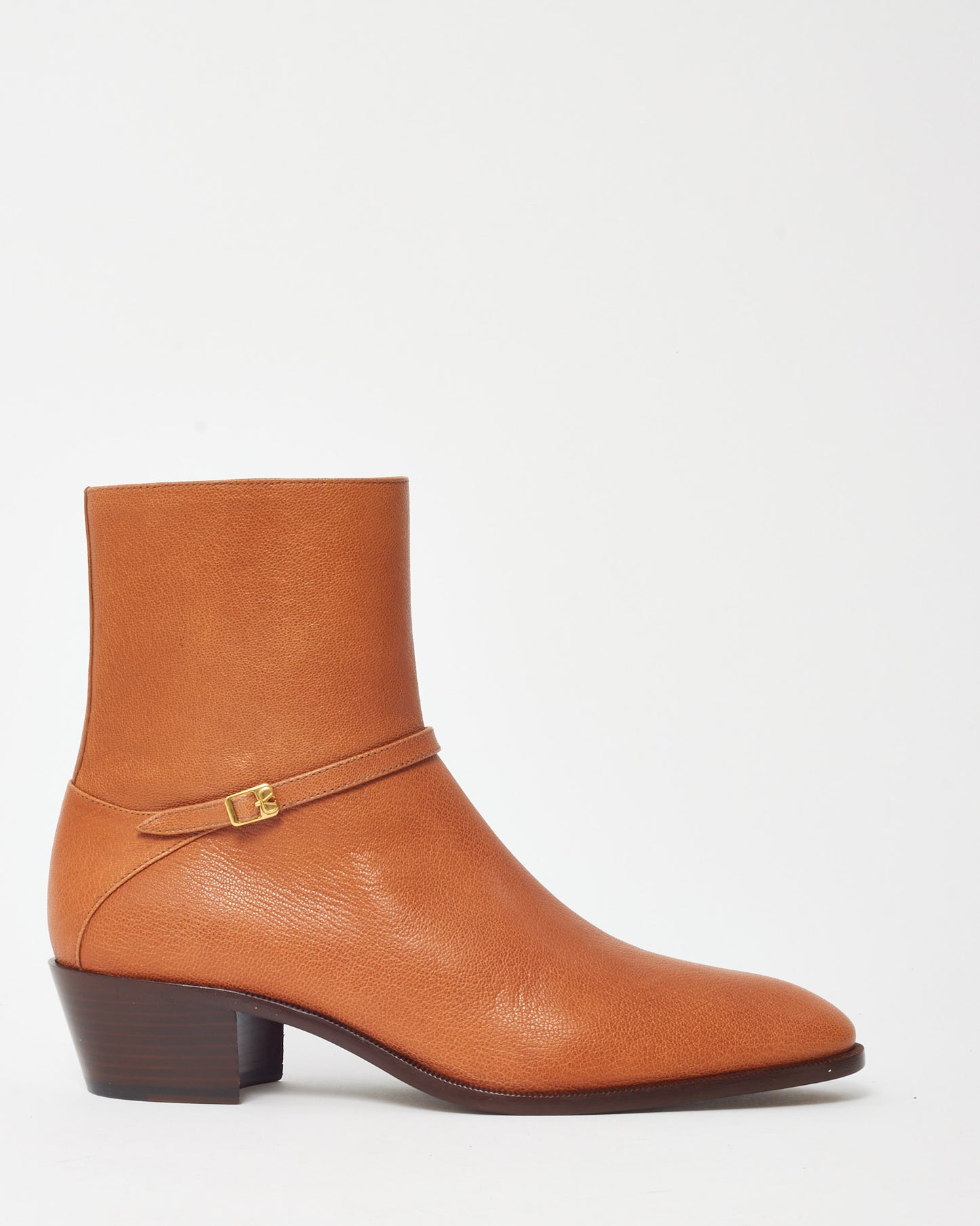 Valentino Men's Tan Leather Zip Up Pat Ankle Chelsea Boots - 43 MEN