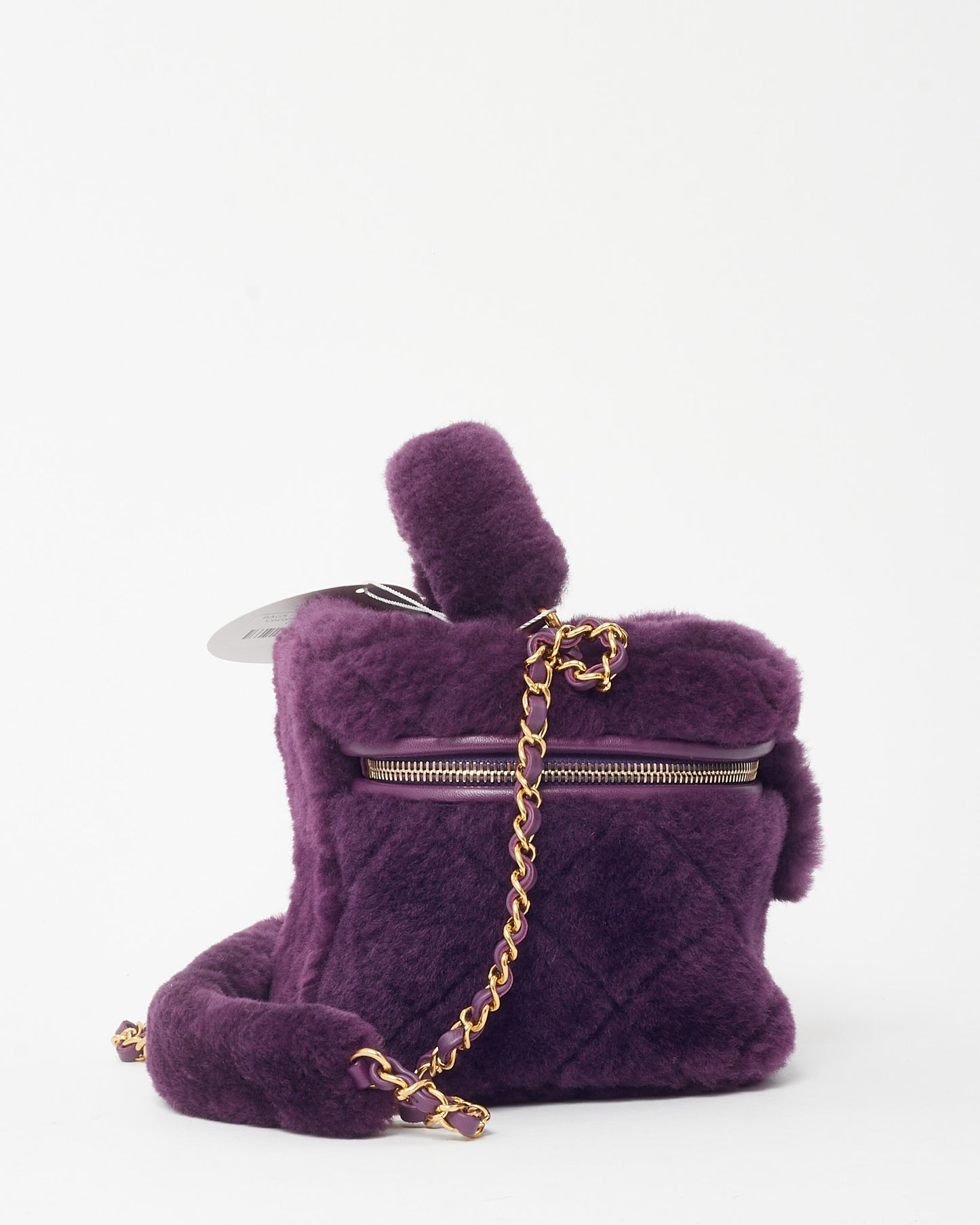 Chanel Purple Shearling Small Coconing Top Handle Vanity Case with Chain GHW