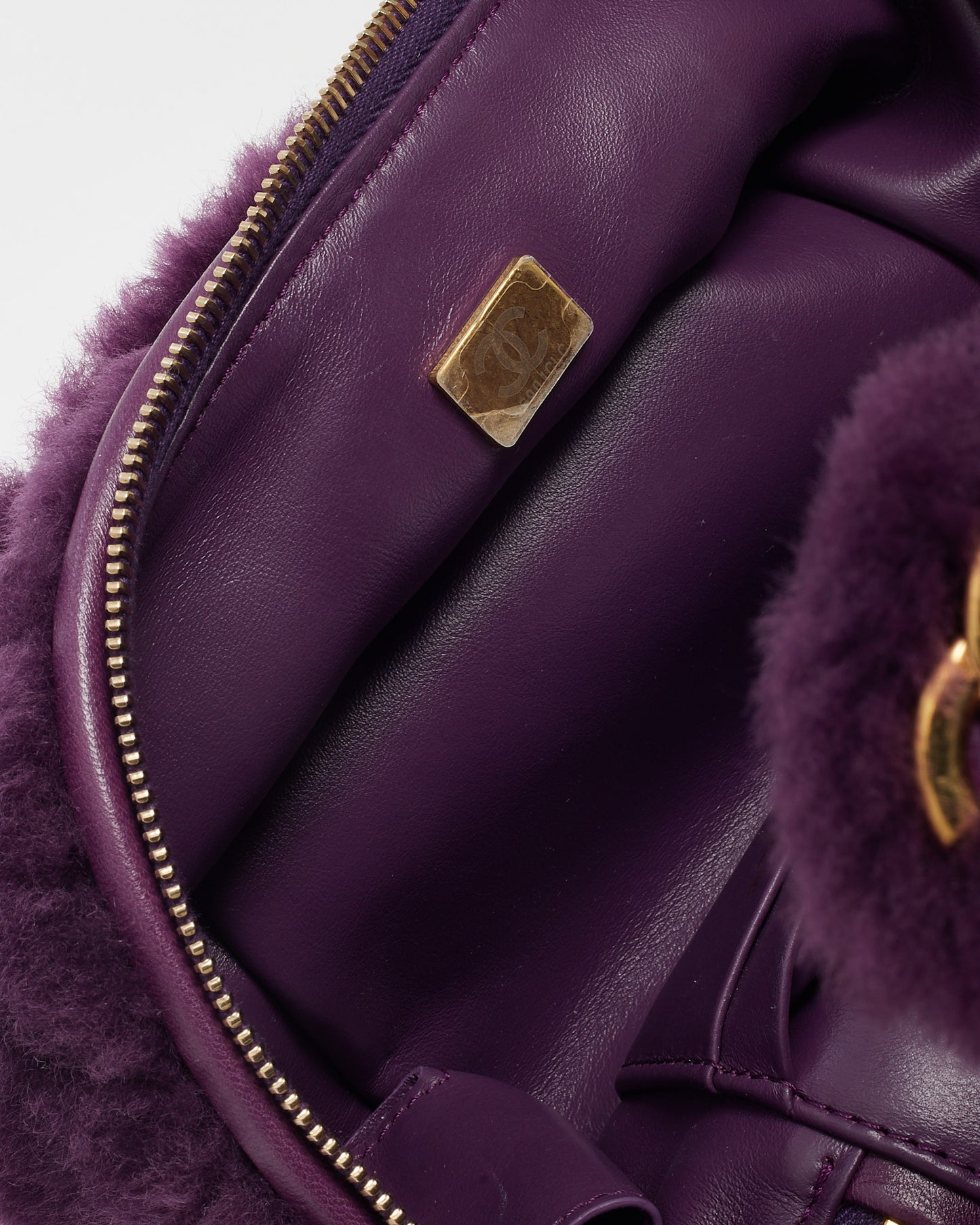 Chanel Purple Shearling Small Coconing Top Handle Vanity Case with Chain GHW