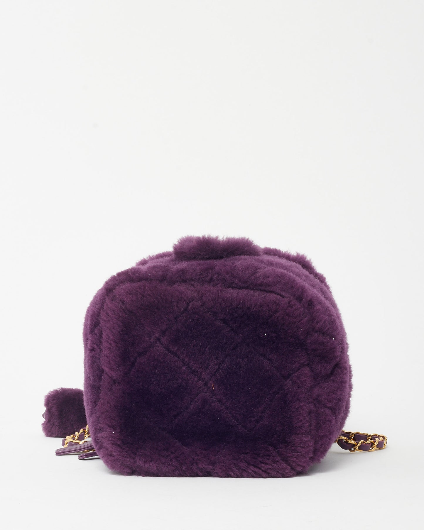 Chanel Purple Shearling Small Coconing Top Handle Vanity Case with Chain GHW