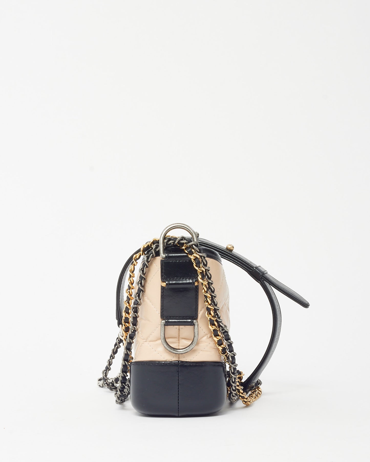 Chanel Beige and Black Quilted Leather Small Gabrielle Hobo Crossbody Bag