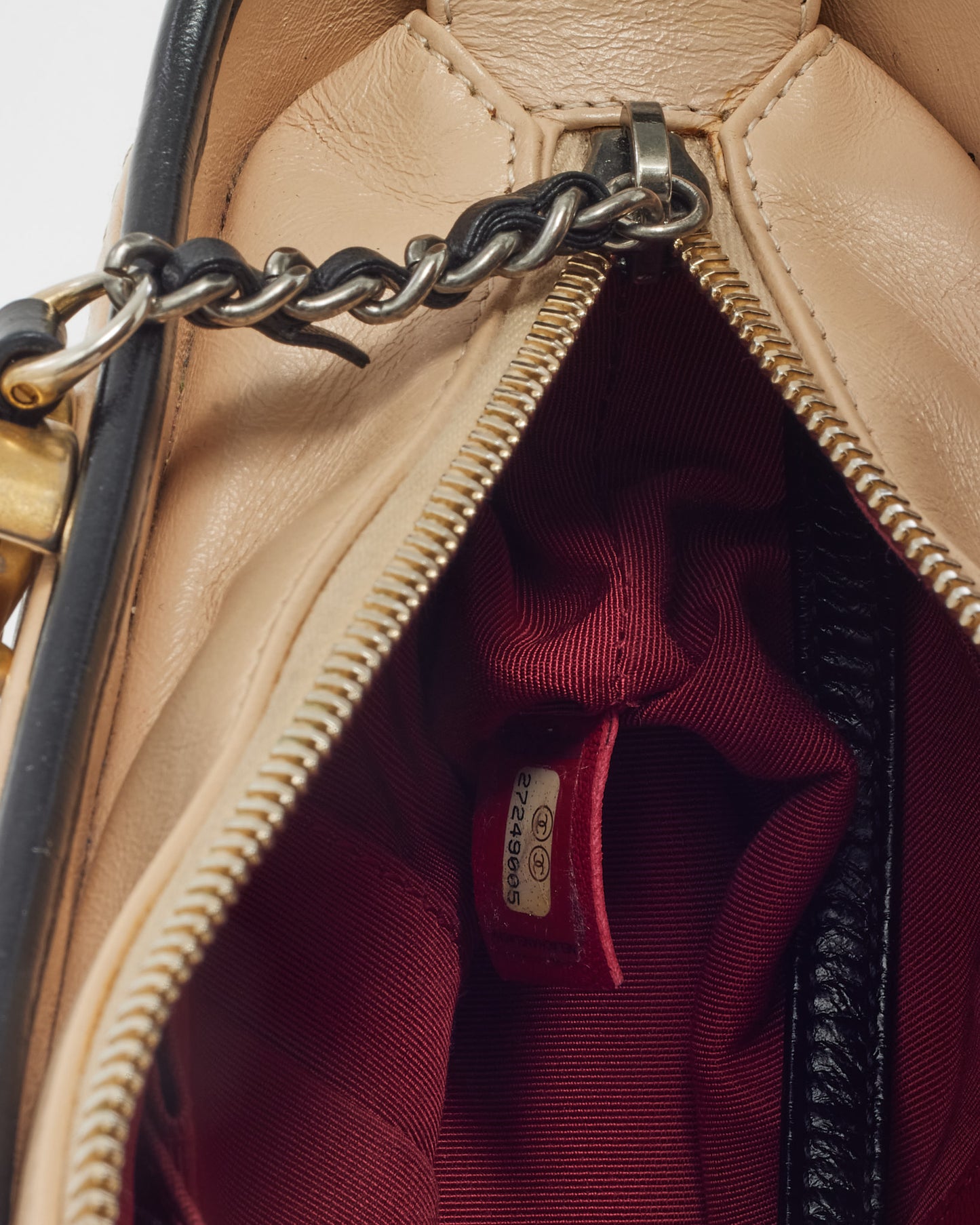 Chanel Beige and Black Quilted Leather Small Gabrielle Hobo Crossbody Bag