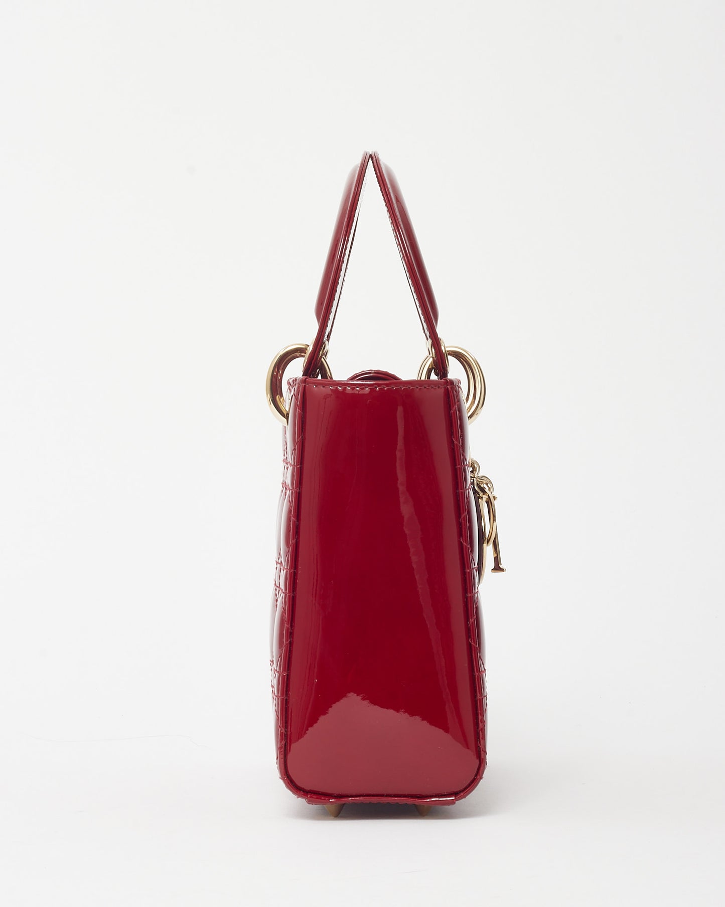 Dior Red Cannage Patent Leather Small Lady Dior Bag GHW