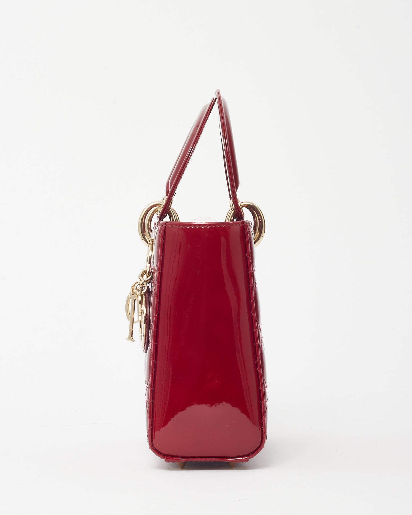 Dior Red Cannage Patent Leather Small Lady Dior Bag GHW