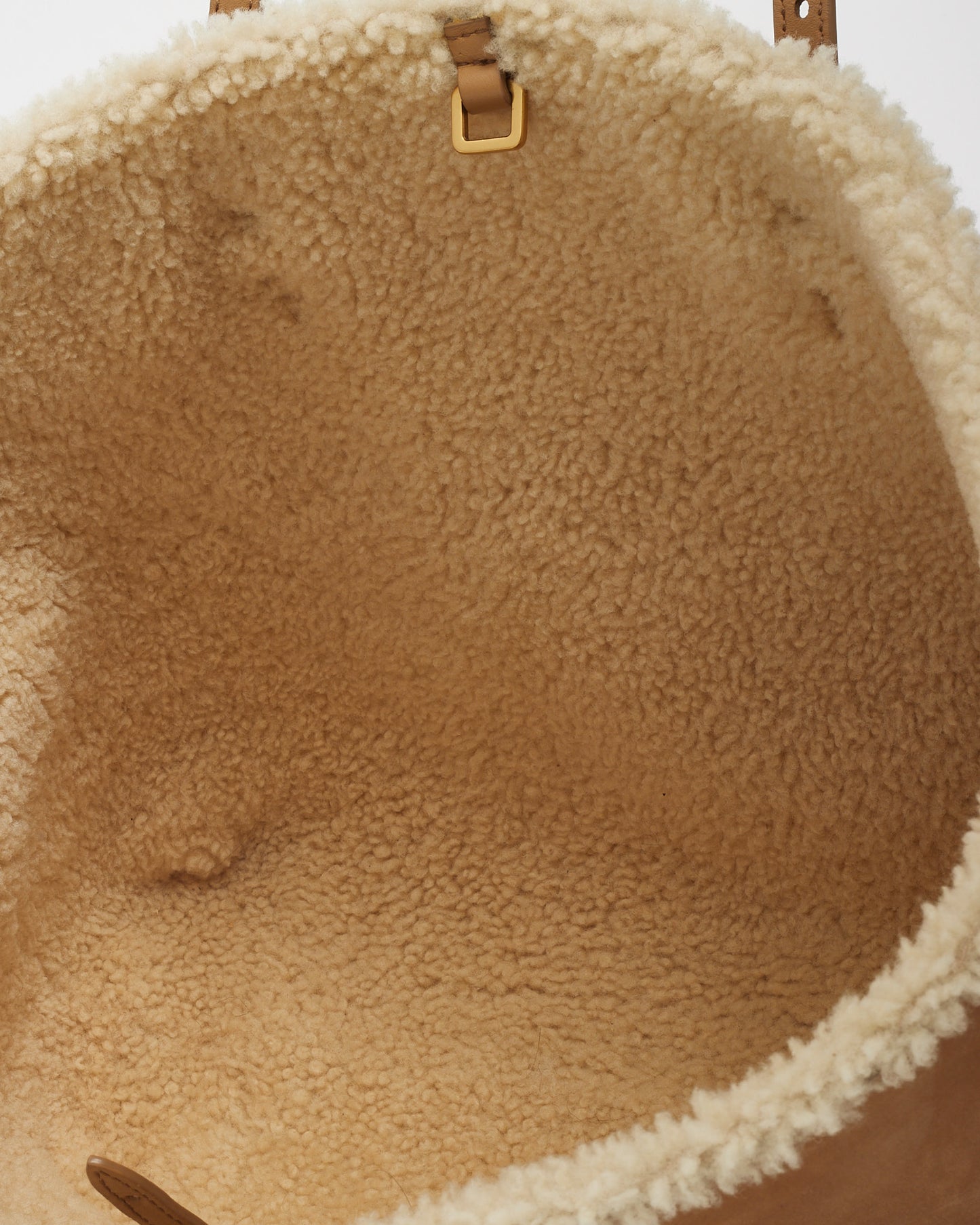 Saint Laurent Beige Suede and Shearling E/W Shopping Tote