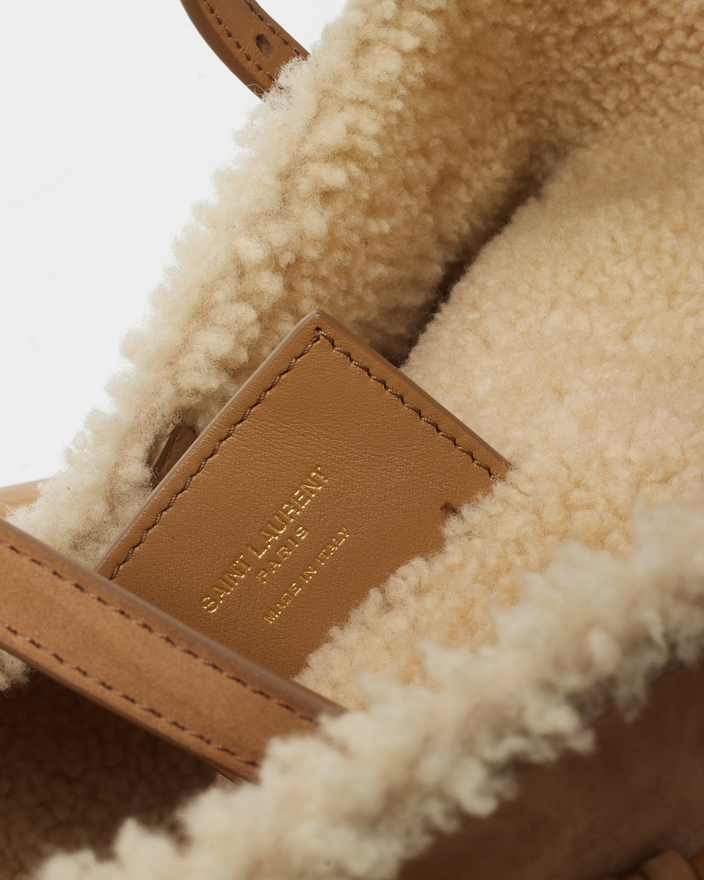 Saint Laurent Beige Suede and Shearling E/W Shopping Tote
