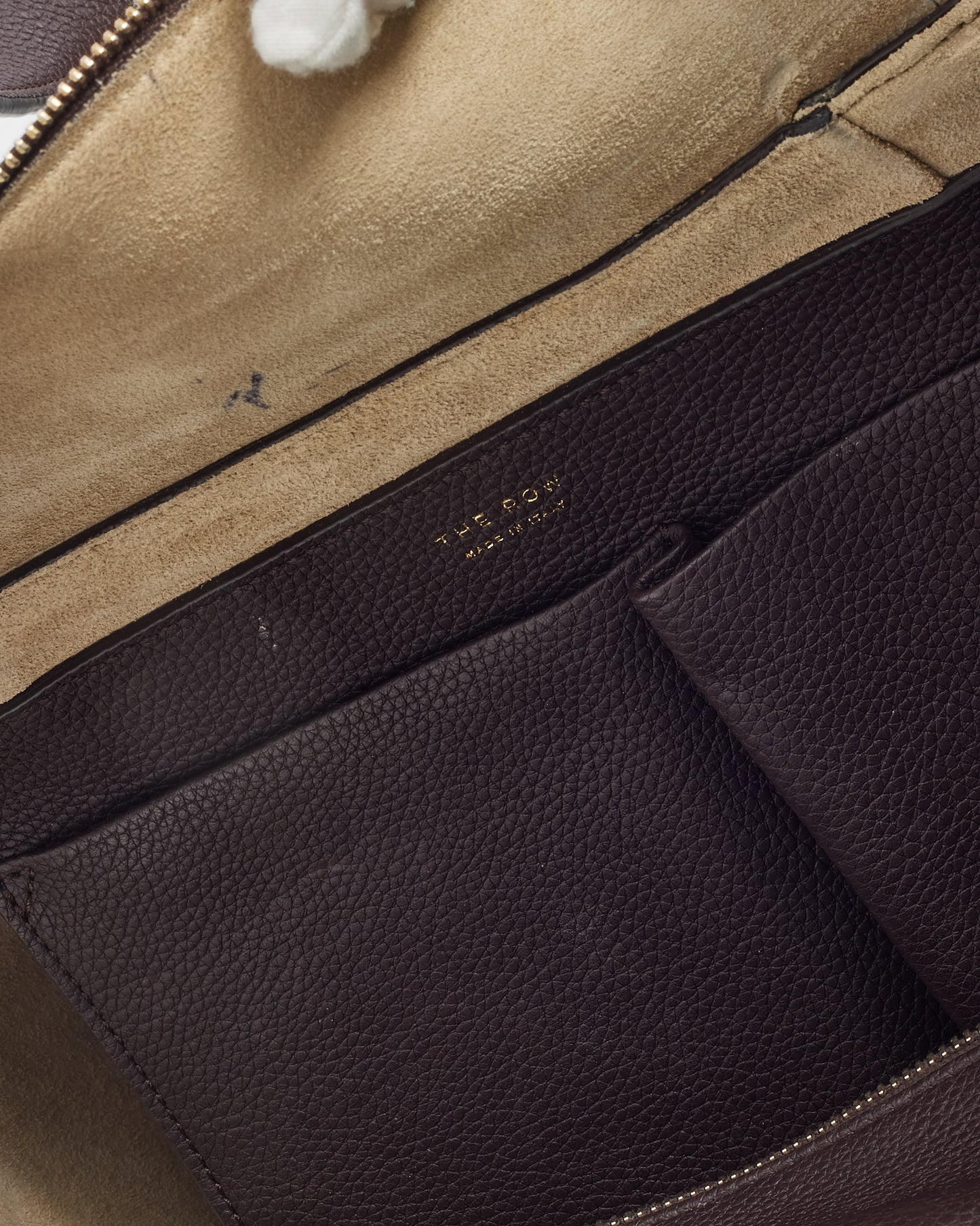 The Row Brown Grained Leather TR1 Tote Bag