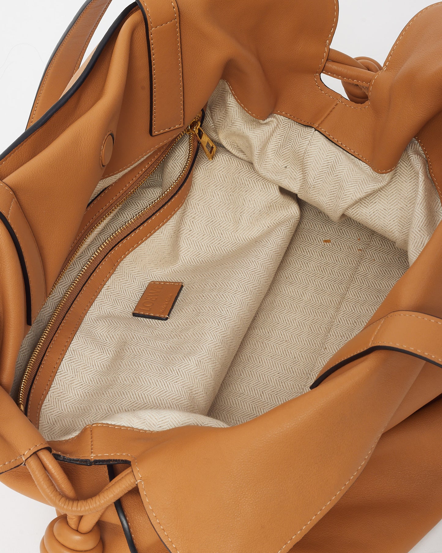 Loewe Tan "Warm Desert" Calfskin Leather Large Flamenco Clutch Shoulder Bag