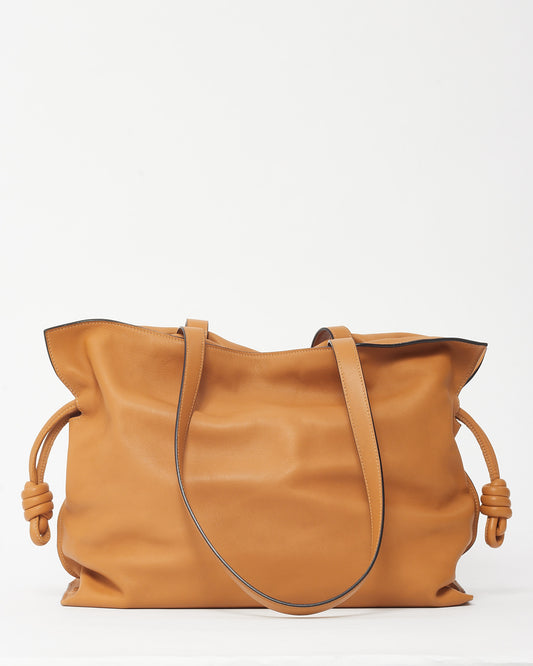 Loewe Tan "Warm Desert" Calfskin Leather Large Flamenco Clutch Shoulder Bag