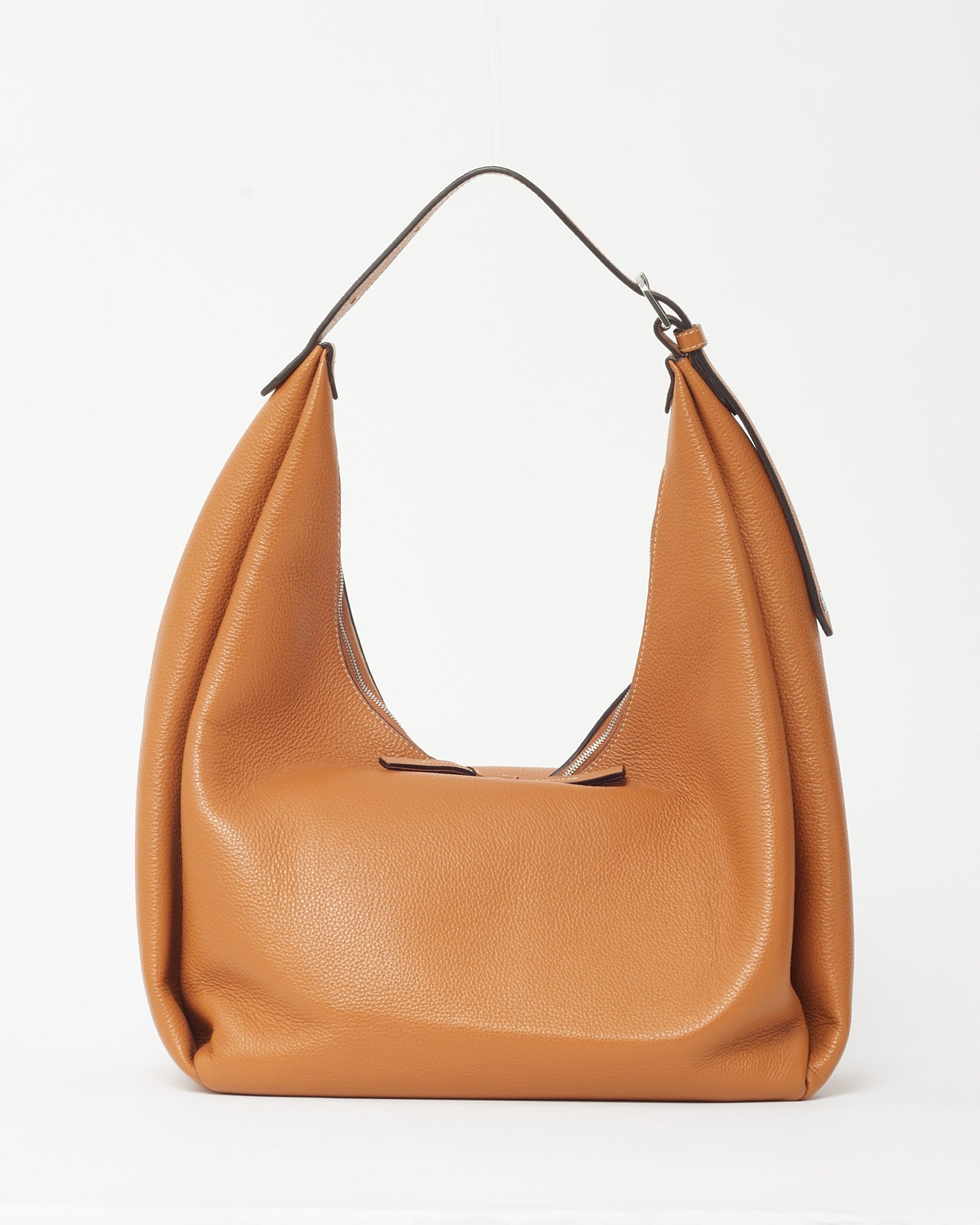 Totême Tan Grained Leather Belt Hobo Shoulder Bag