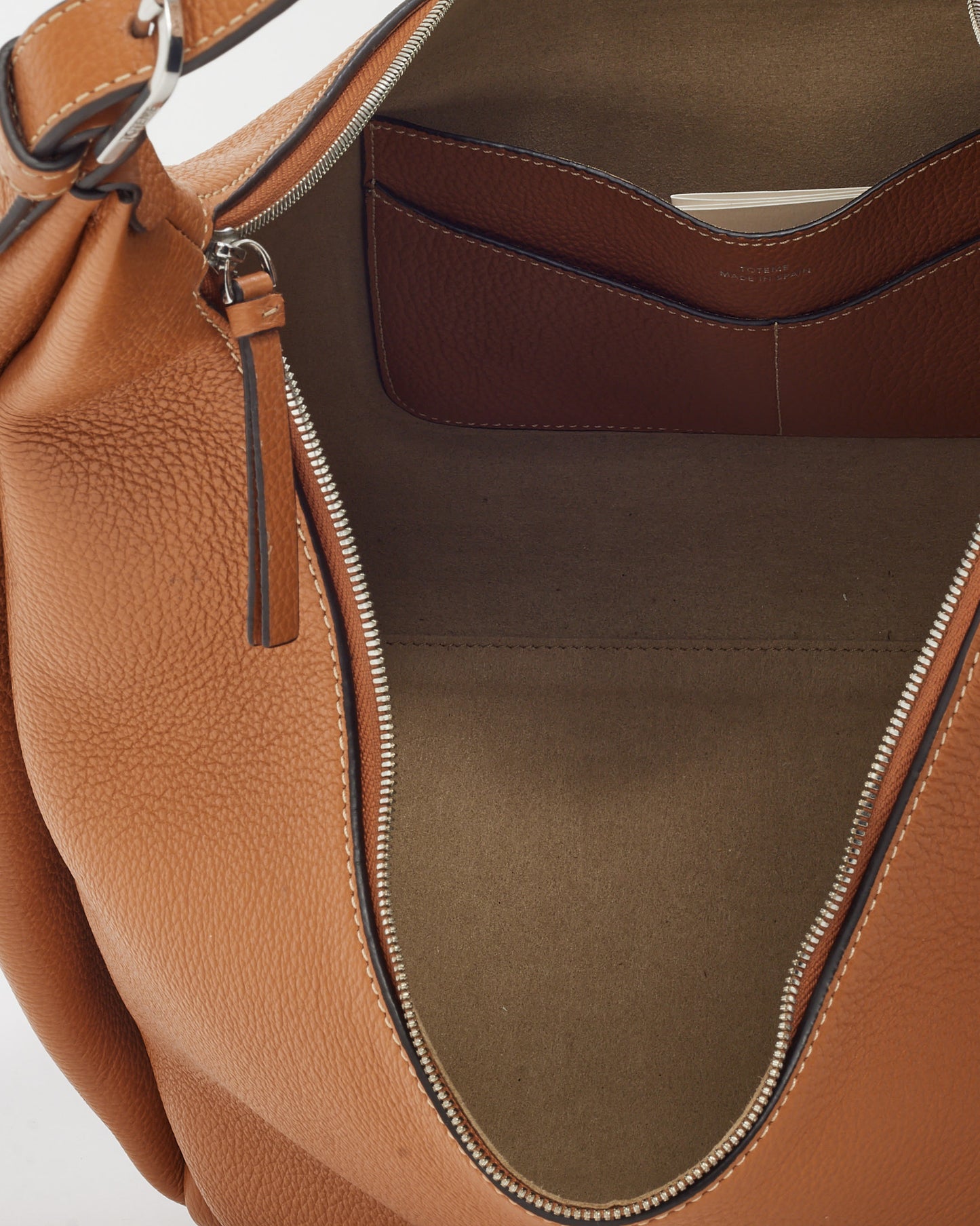 Totême Tan Grained Leather Belt Hobo Shoulder Bag
