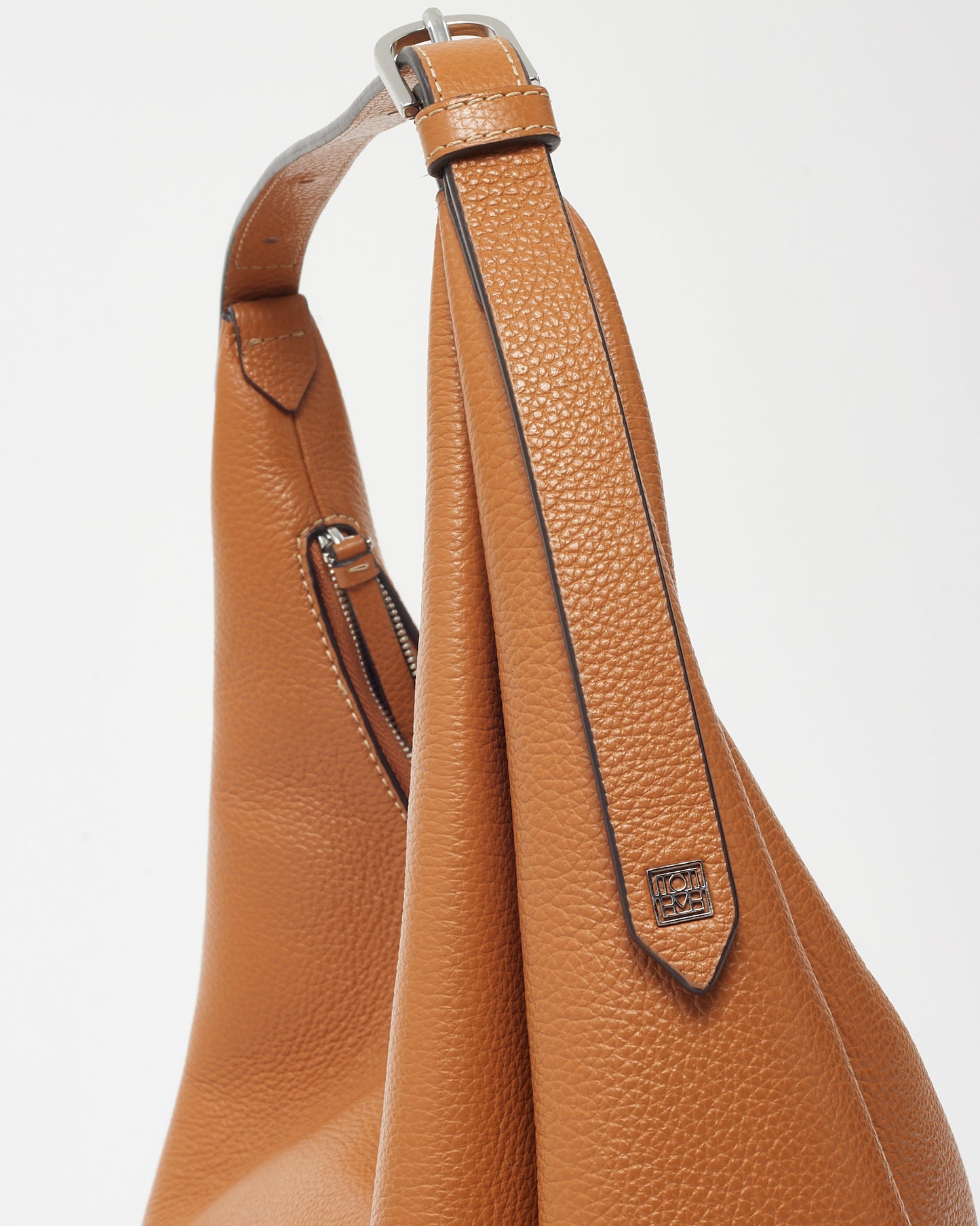 Totême Tan Grained Leather Belt Hobo Shoulder Bag