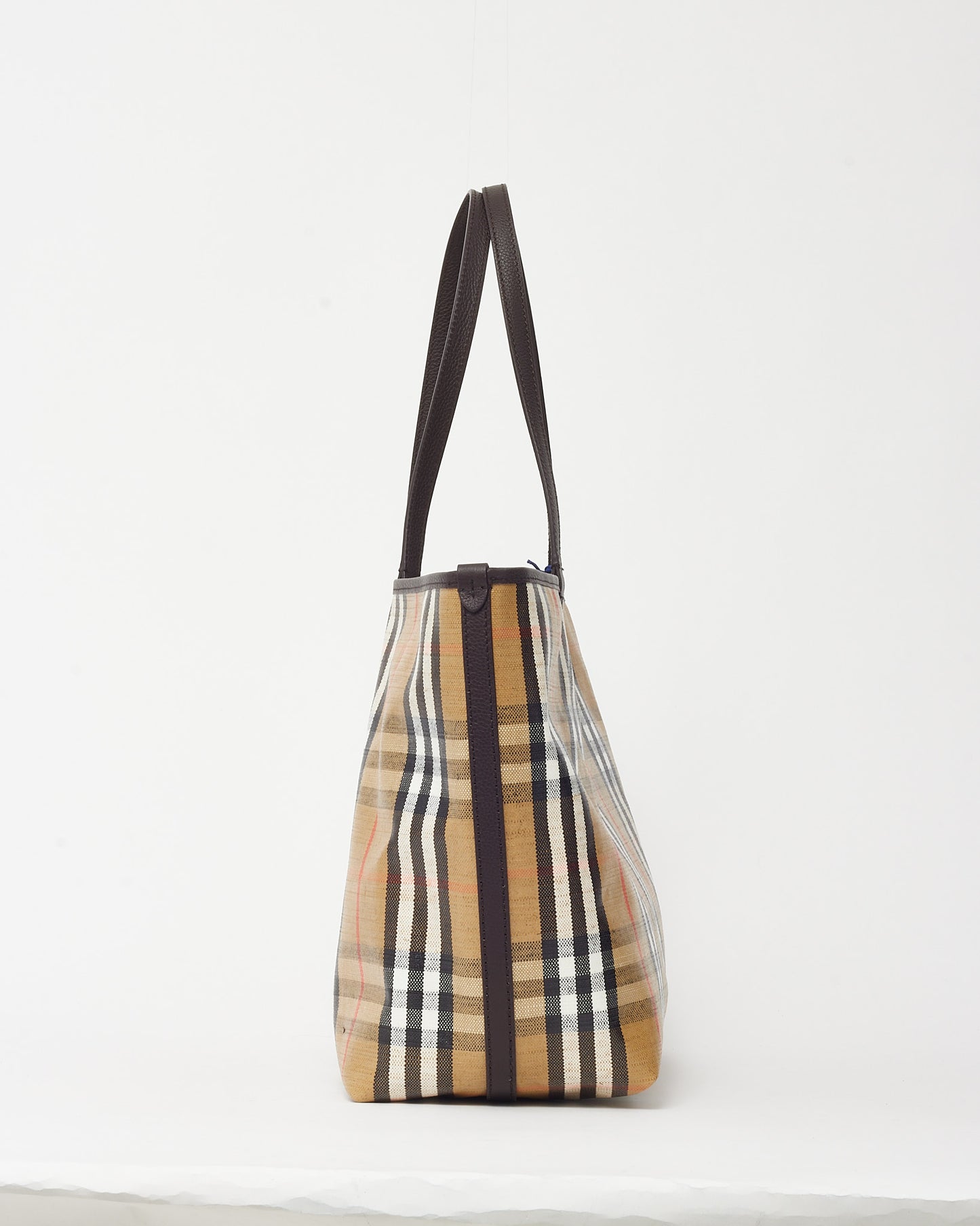 Burberry Beige Check Coated Canvas Medium Highland Reversible Tote Bag